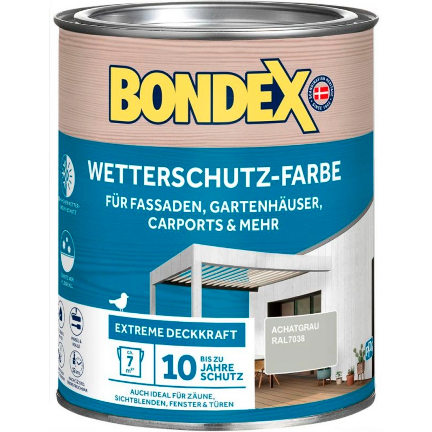 Wetterschutzfarbe, achatgrau, 0,75 Liter
