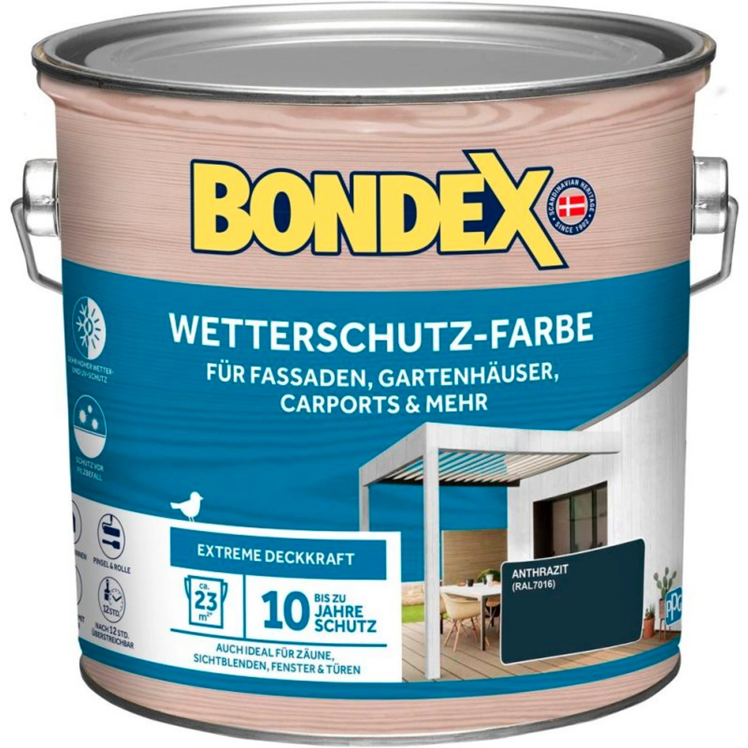 Wetterschutzfarbe, anthrazit, 2,5 Liter