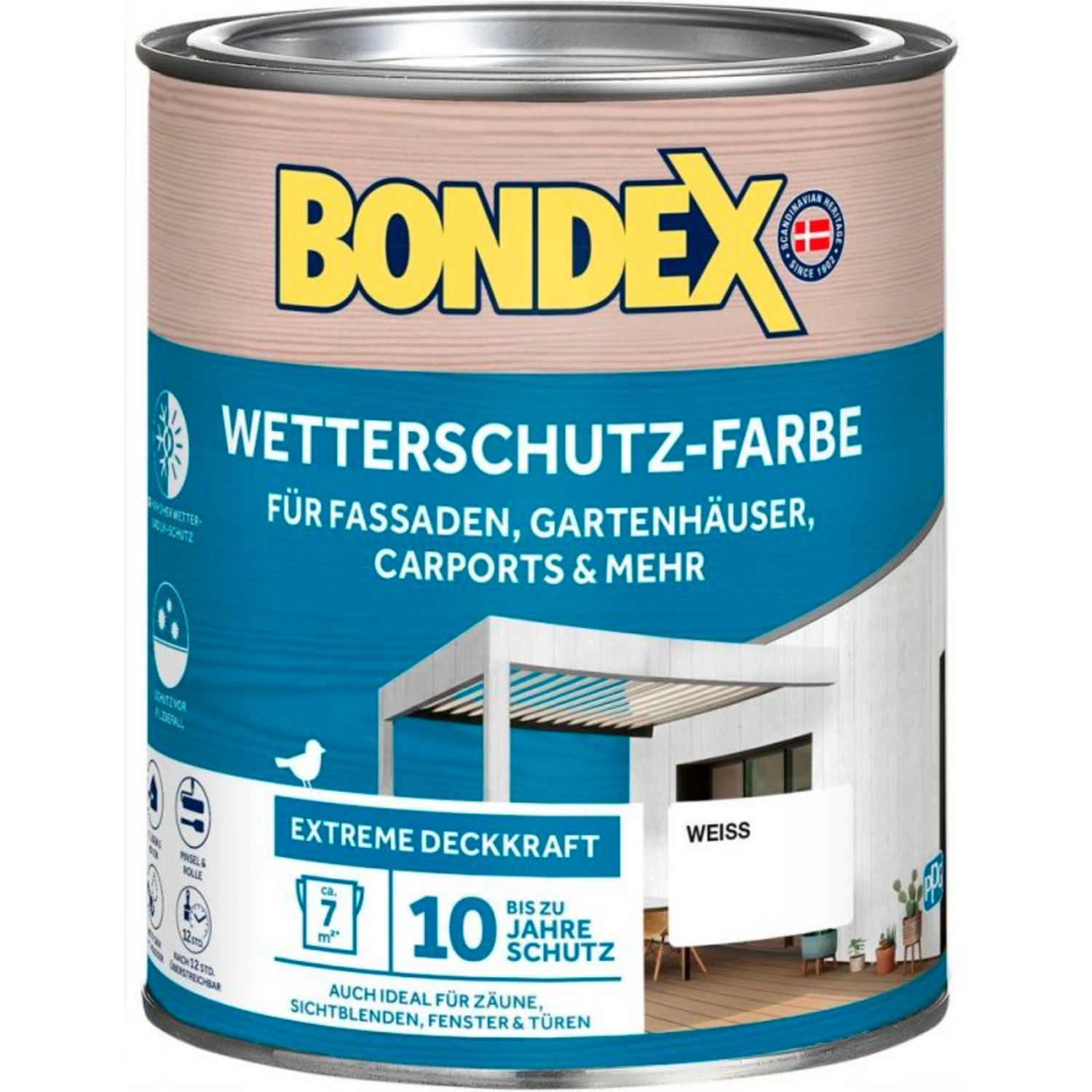 Wetterschutzfarbe, weiß, 0,75 Liter