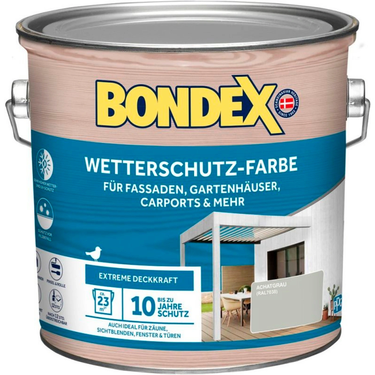 Wetterschutzfarbe, achatgrau, 2,5 Liter
