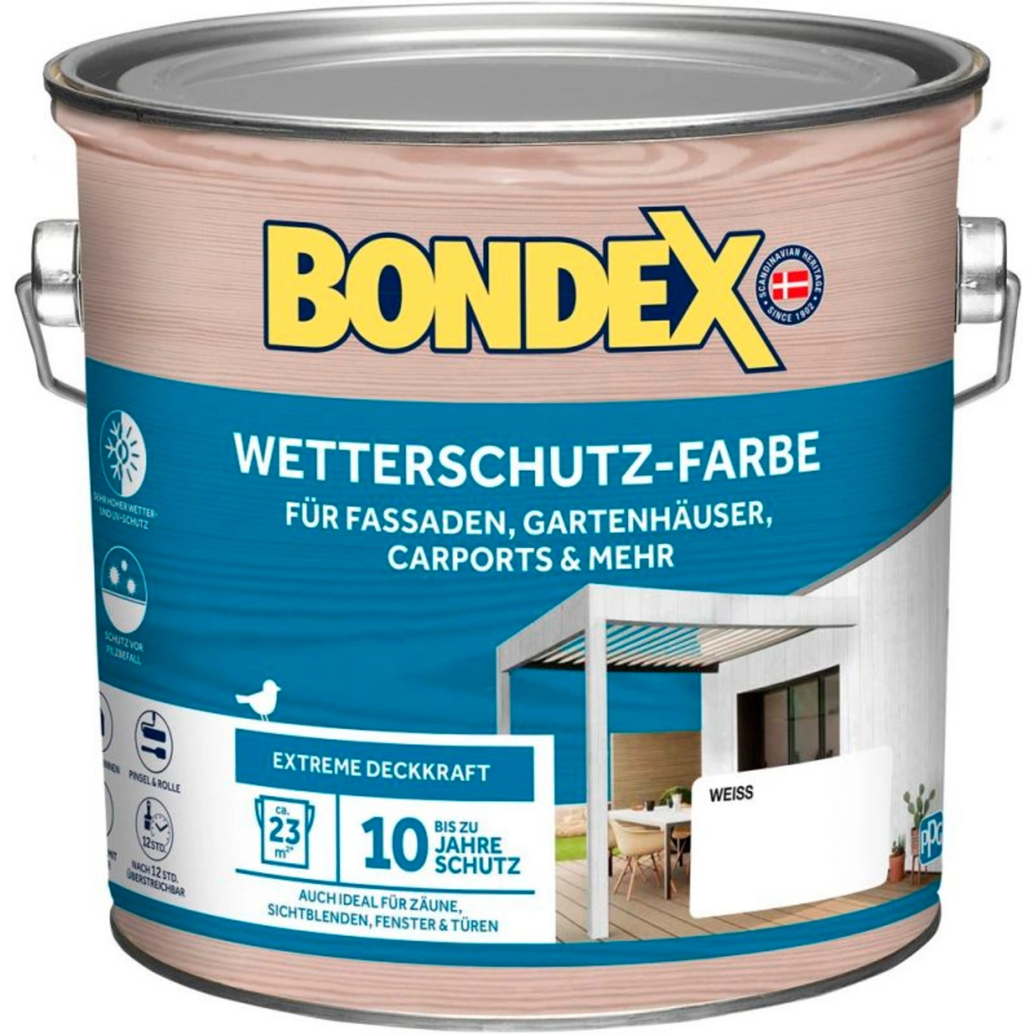 Wetterschutzfarbe, weiß, 2,5 Liter