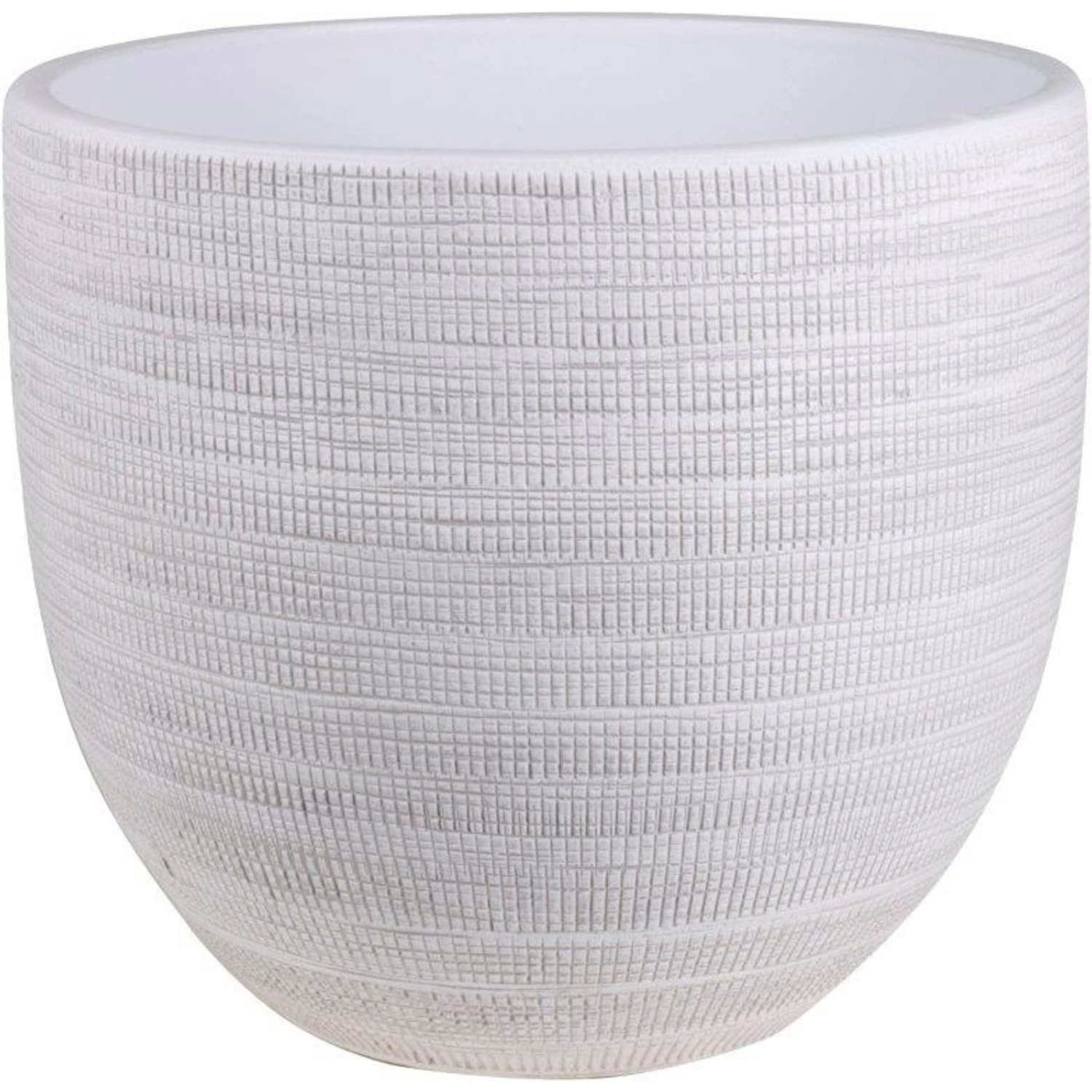 Blumentopf, Keramik, H: 16 cm, offwhite