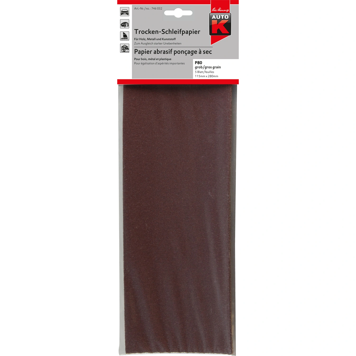 Schleifpapier, Trockenschleifpapier, P80, 115x280mm