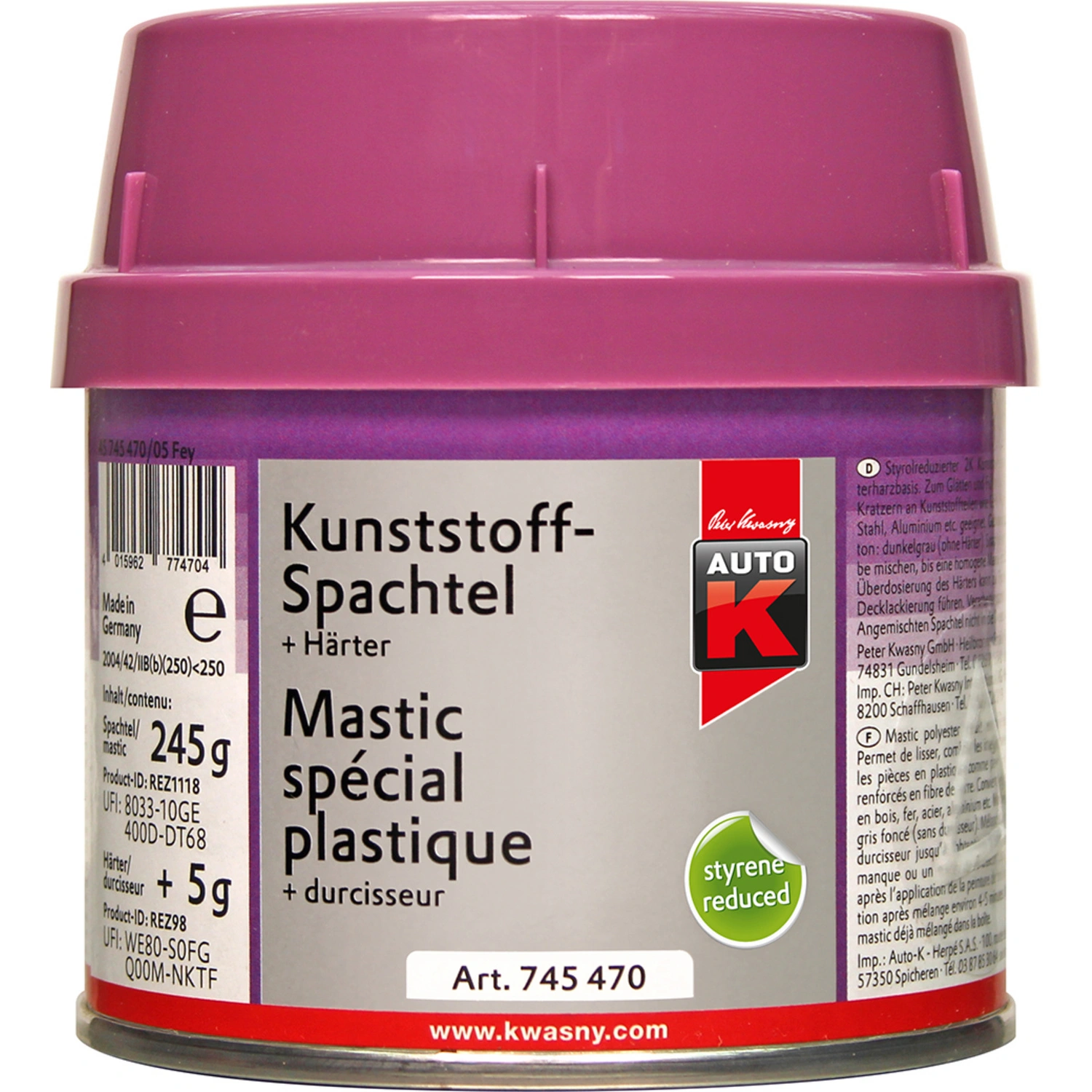 Spachtelmasse, Kunststoffspachtel 250g styrolreduziert
