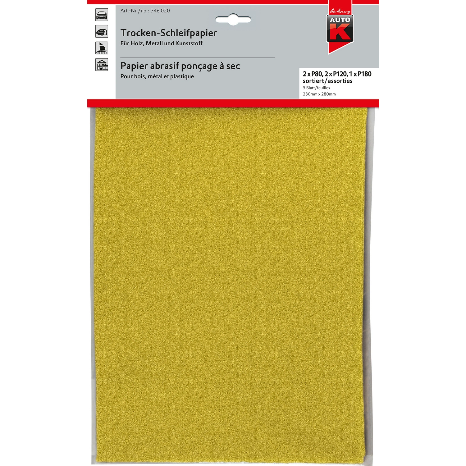 Schleifpapier, Trockenschleifpapier, sortiert, 230x280mm