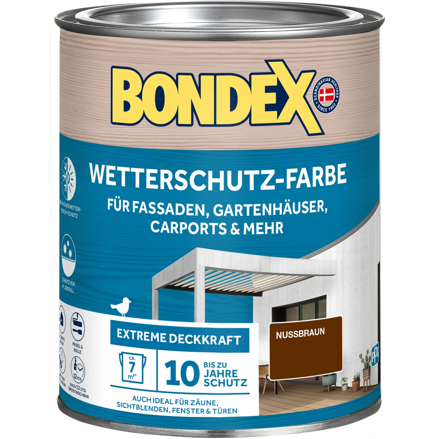 Wetterschutzfarbe, Nussbraun 0,75 Liter
