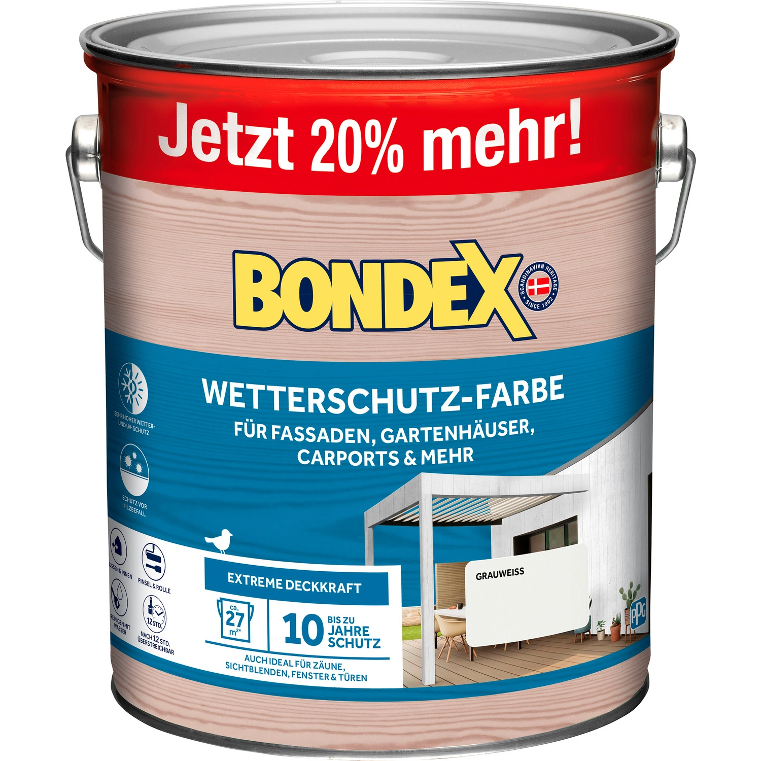 Wetterschutzfarbe, grauweiss 3 Liter