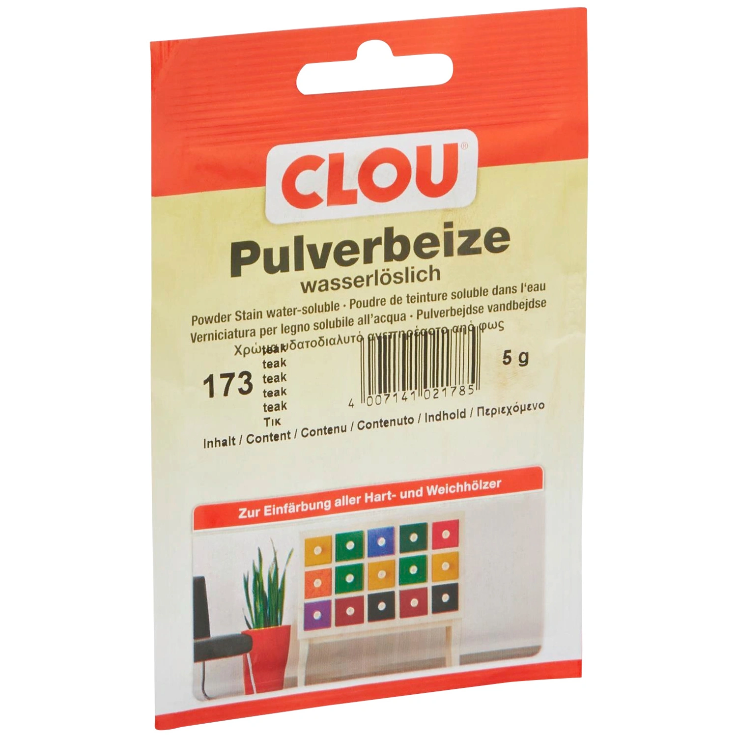 Holzbeize, 5 g, geruchsarm, wasserlöslich, teak