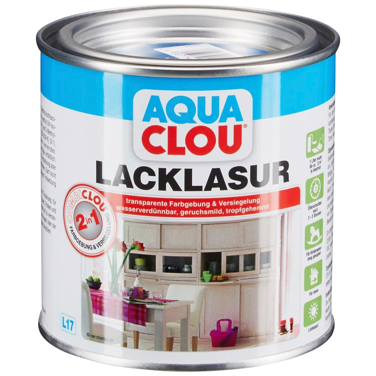 Lack-Lasur »AQUA«, 0,375 l, blau, seidenmatt