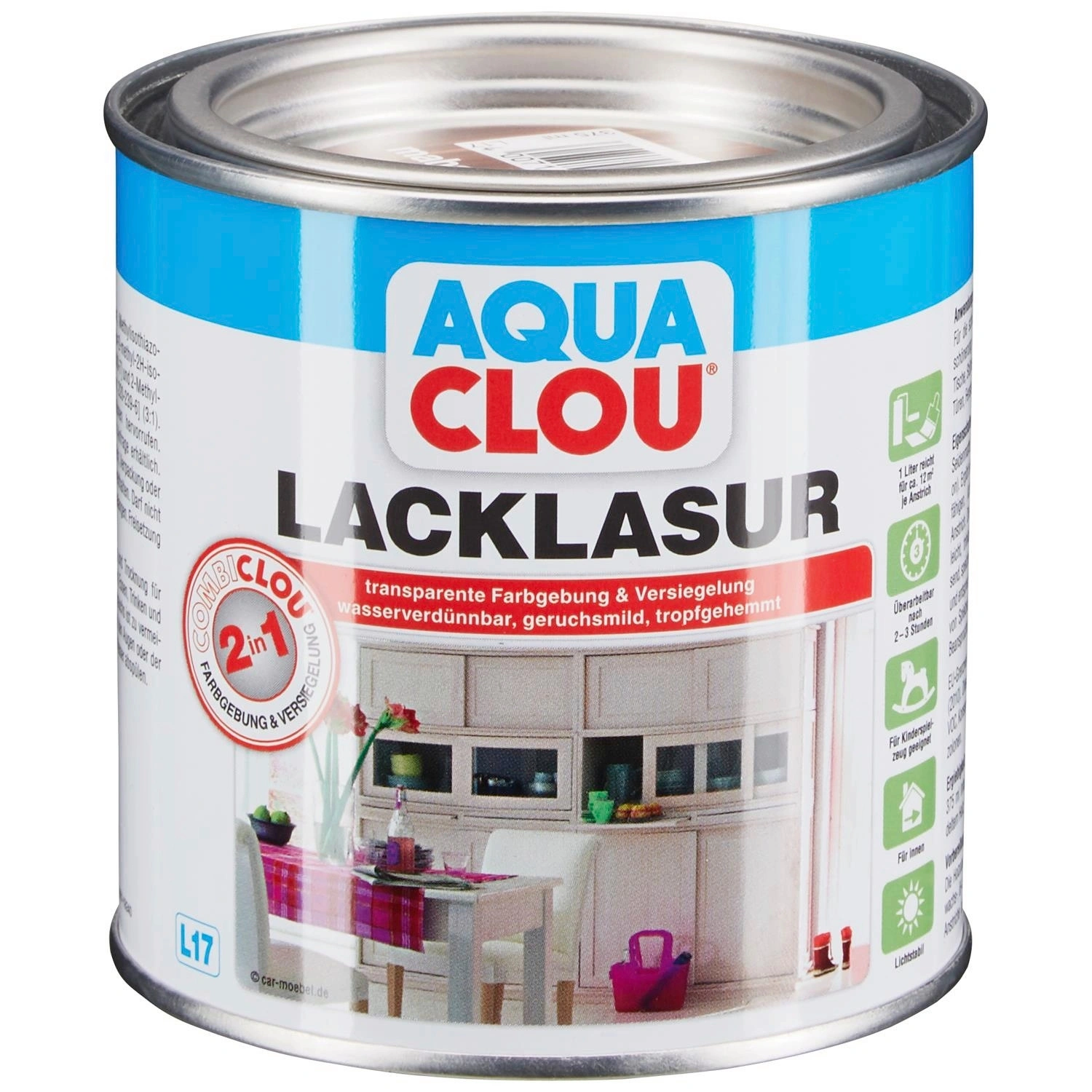 Lack-Lasur »AQUA«, 0,375 l, mahagonibraun, seidenmatt