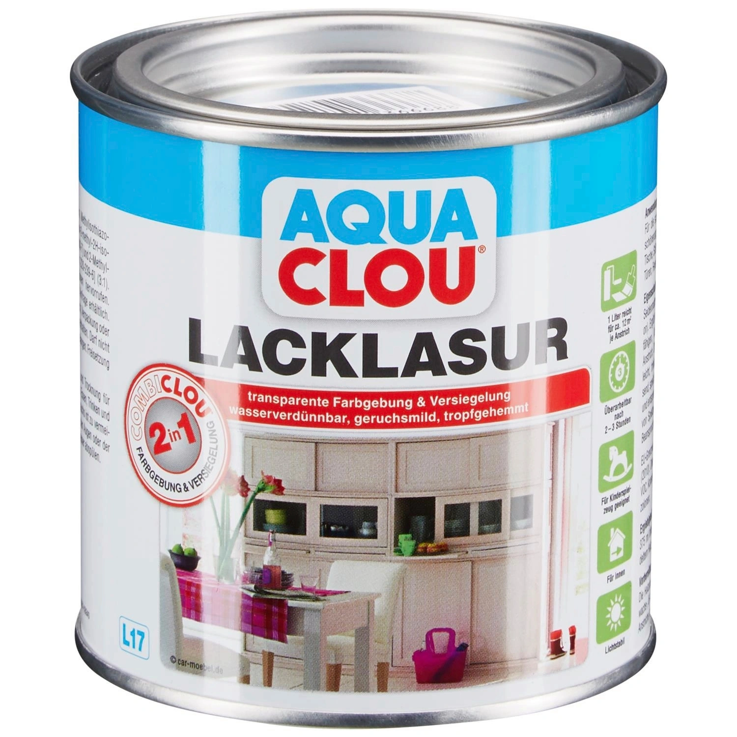 Lack-Lasur »AQUA«, 0,375 l, taubenblau, seidenmatt