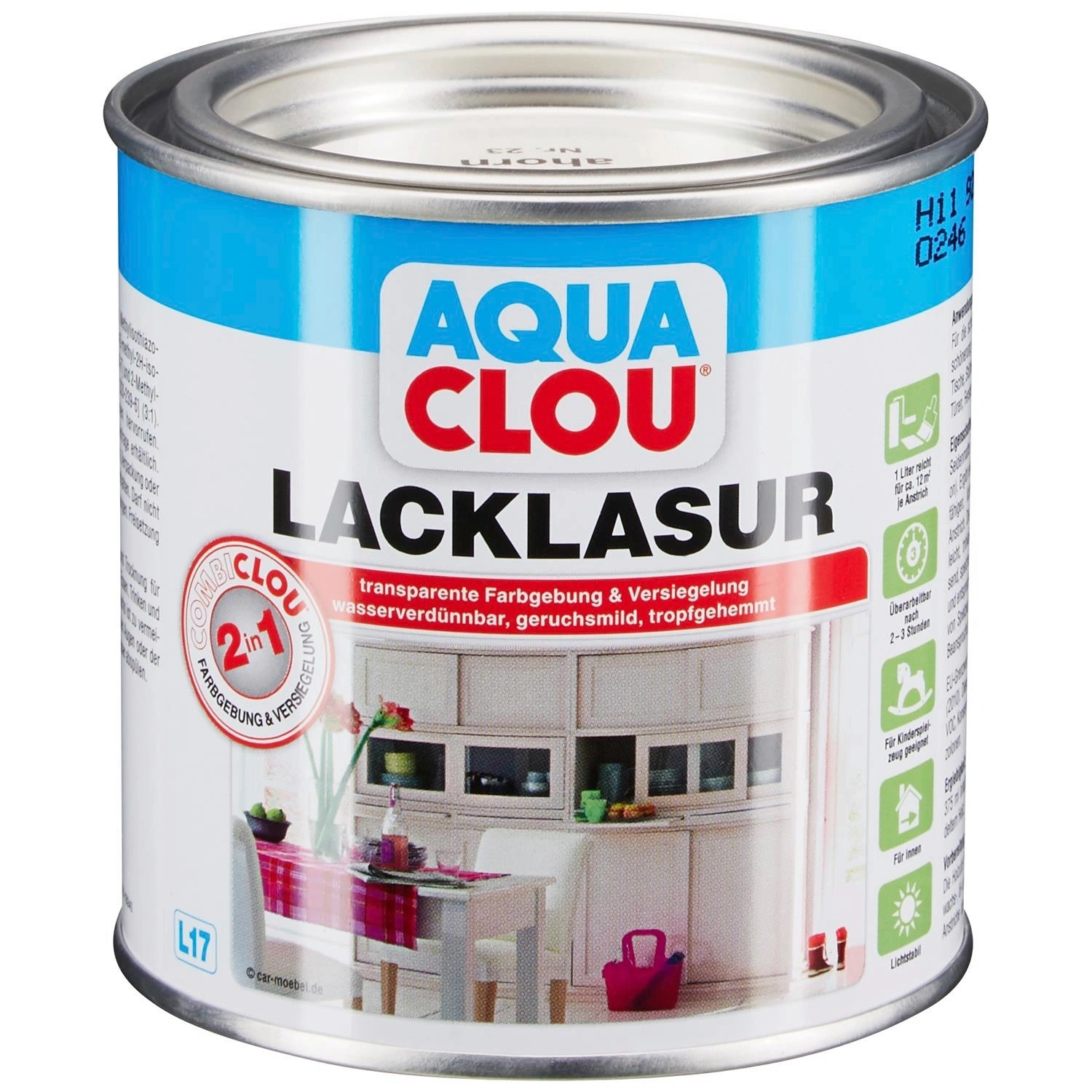 Lack-Lasur »AQUA«, 0,375 l, Ahorn seidenmatt