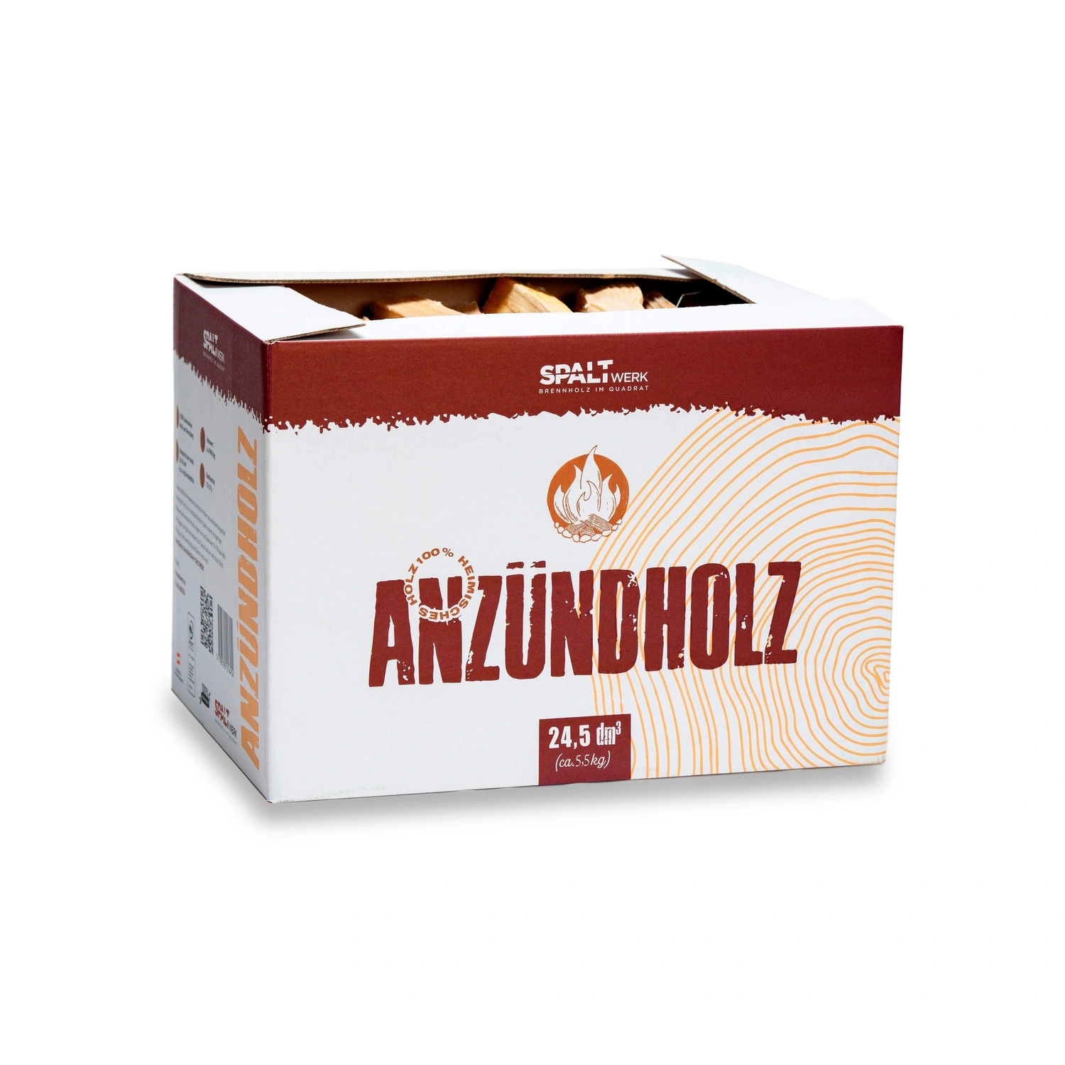 Anzündhölzer, 24,5 dm³, ca. 5,5 kg, im Karton