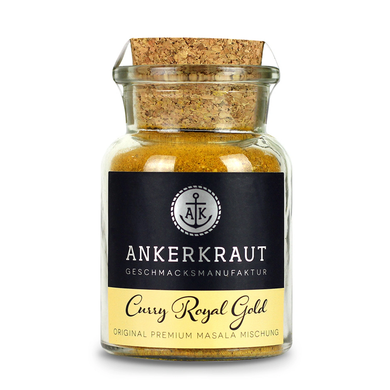 Gewürzkräutermischung, Curry Royal Gold 80g Korkenglas