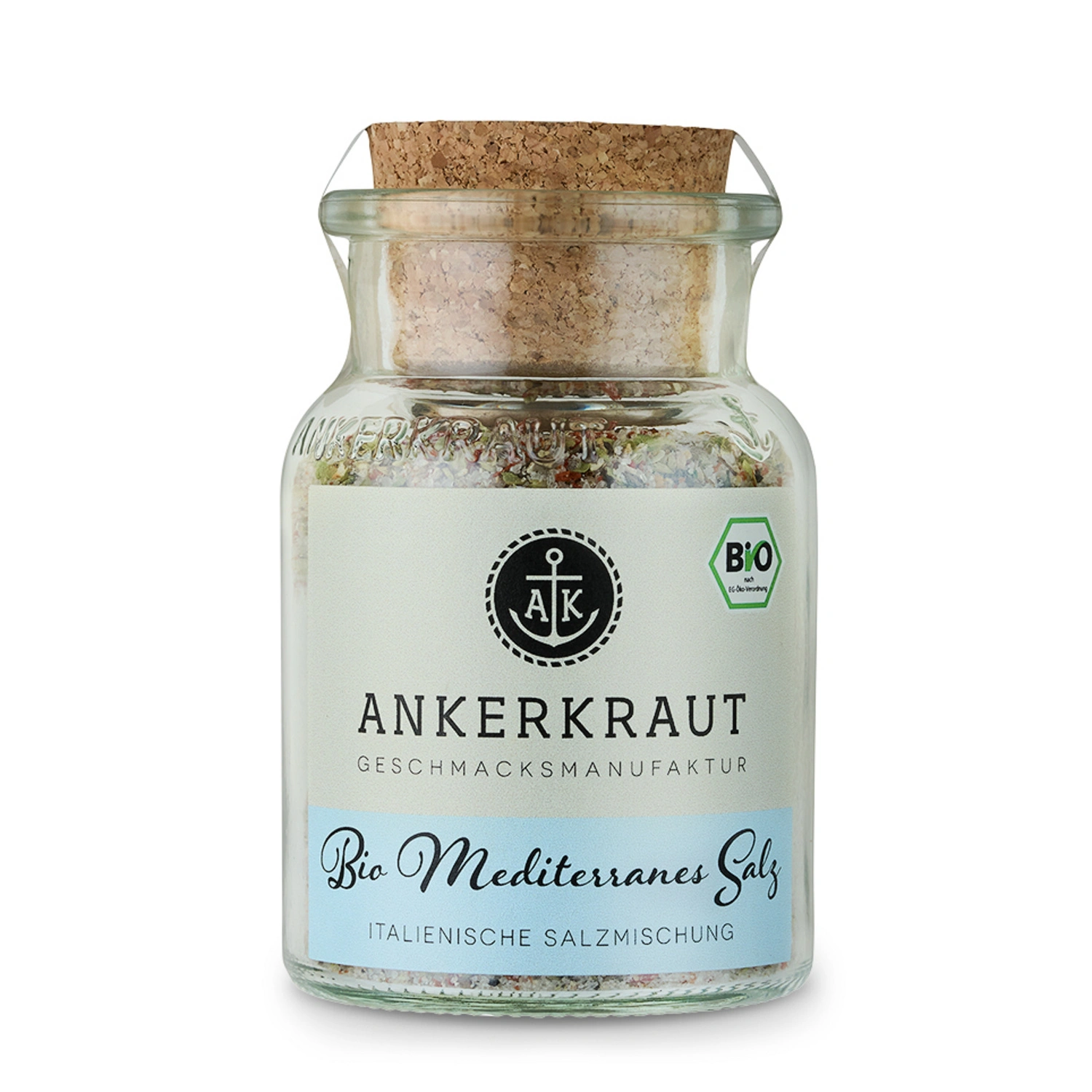 Gewürzkräutermischung, BIO Mediterranes Salz 120g Korkenglas
