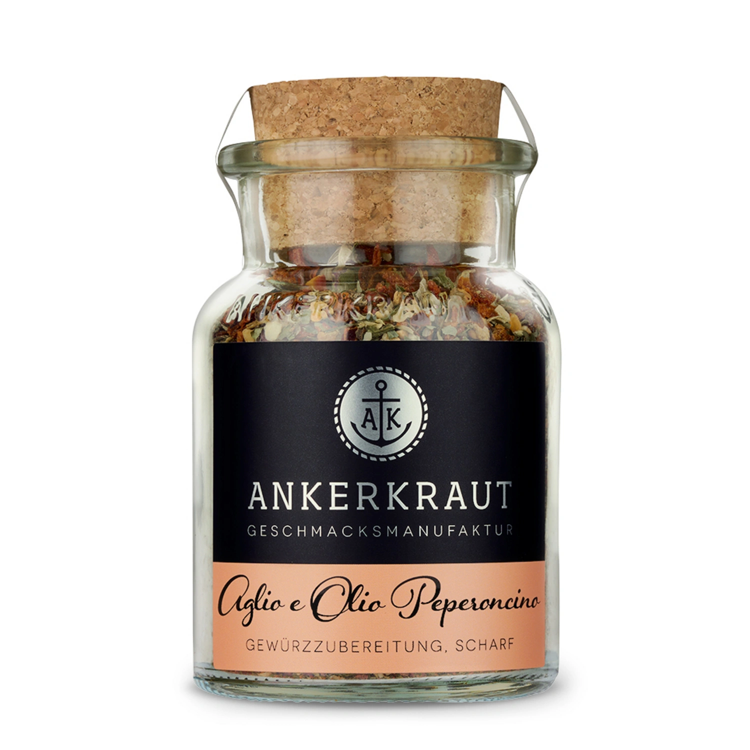 Gewürzkräutermischung, Aglio Olio e Peperoncino 65g Korkenglas