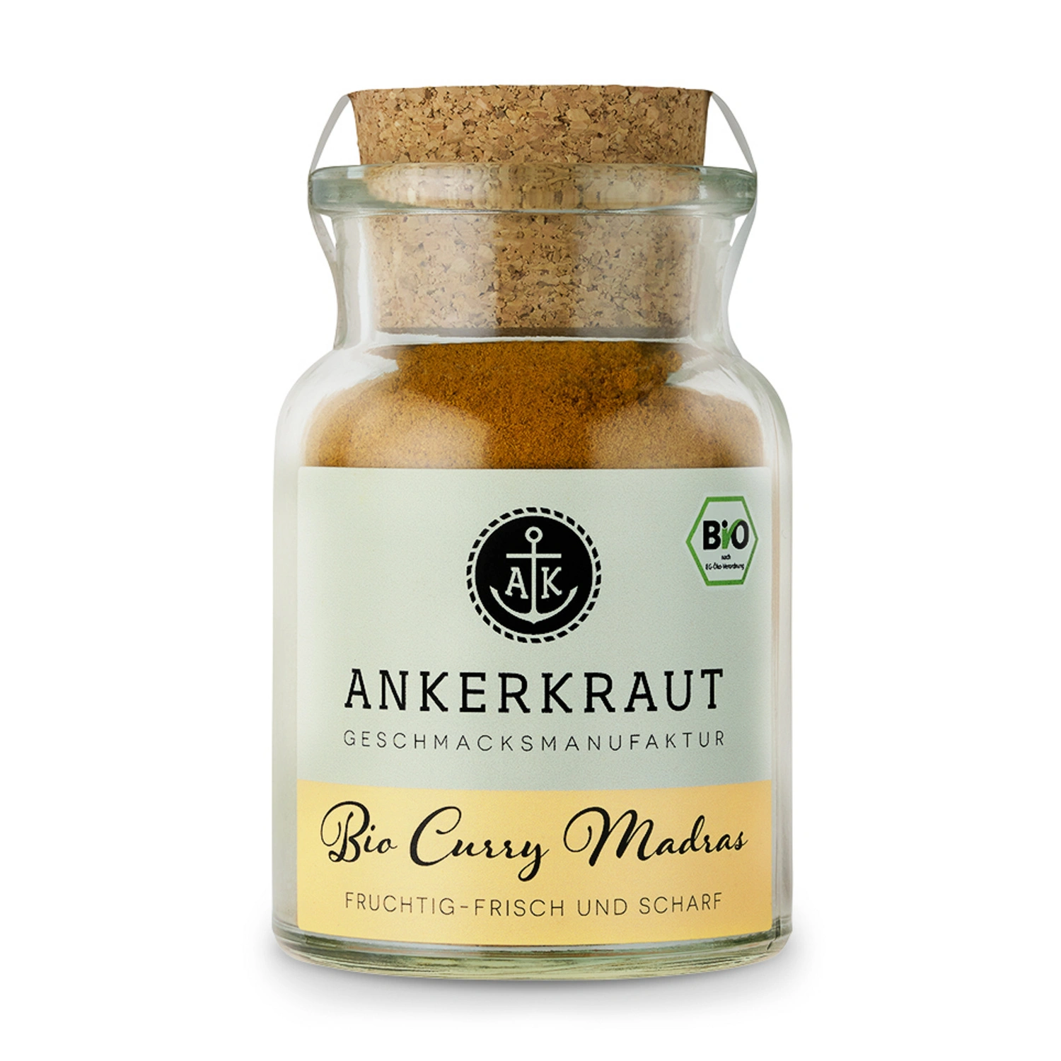 Gewürzkräutermischung, BIO Curry Madras 70g Korkenglas