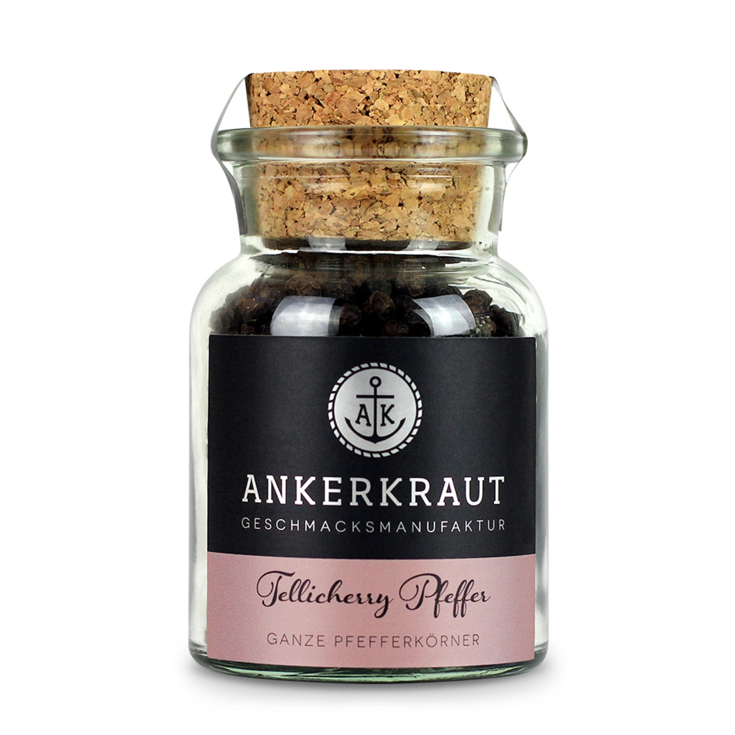 Gewürzkräutermischung, Tellicherry Pfeffer 70g Korkenglas ganz