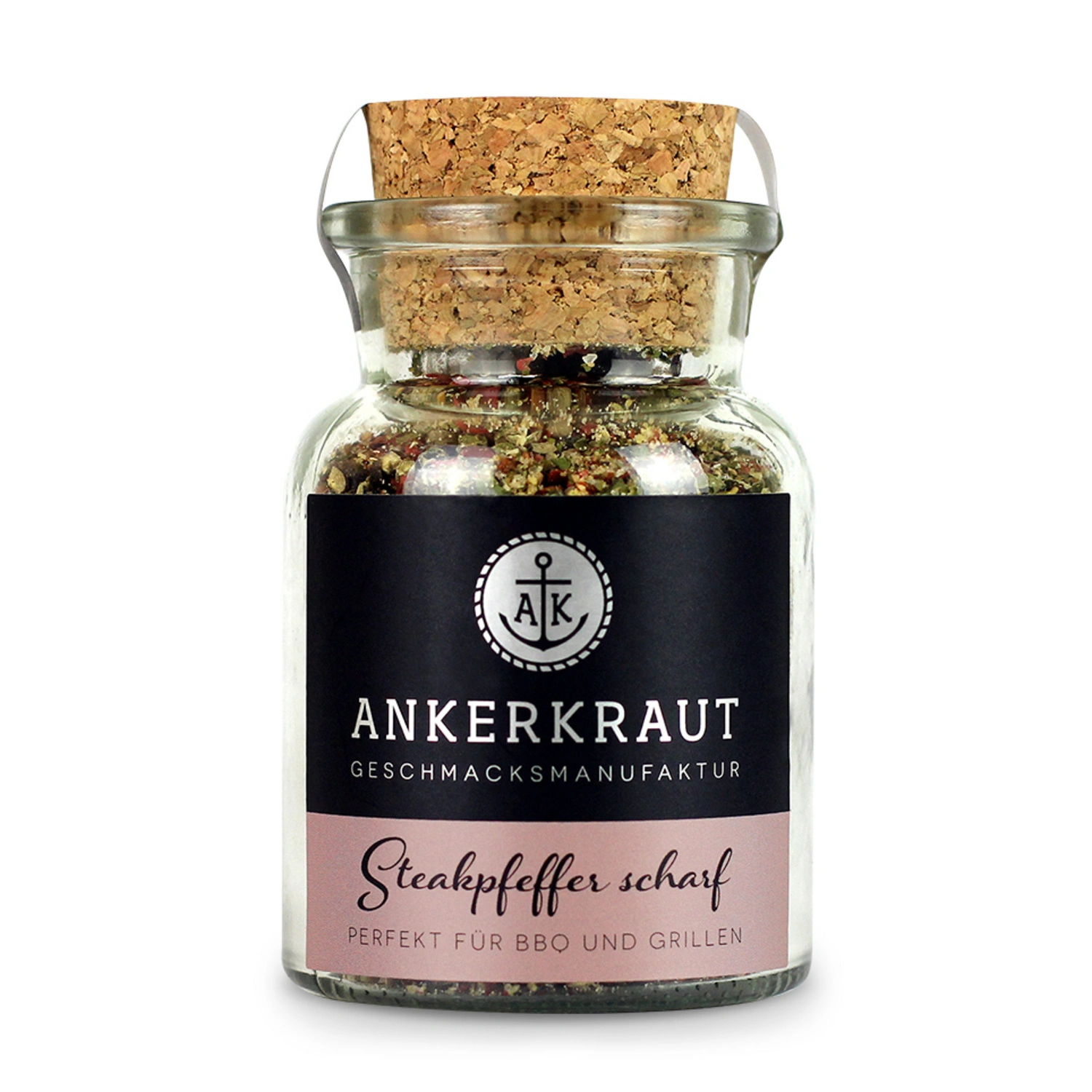 Gewürzkräutermischung, Steakpfeffer 75g Korkenglas scharf