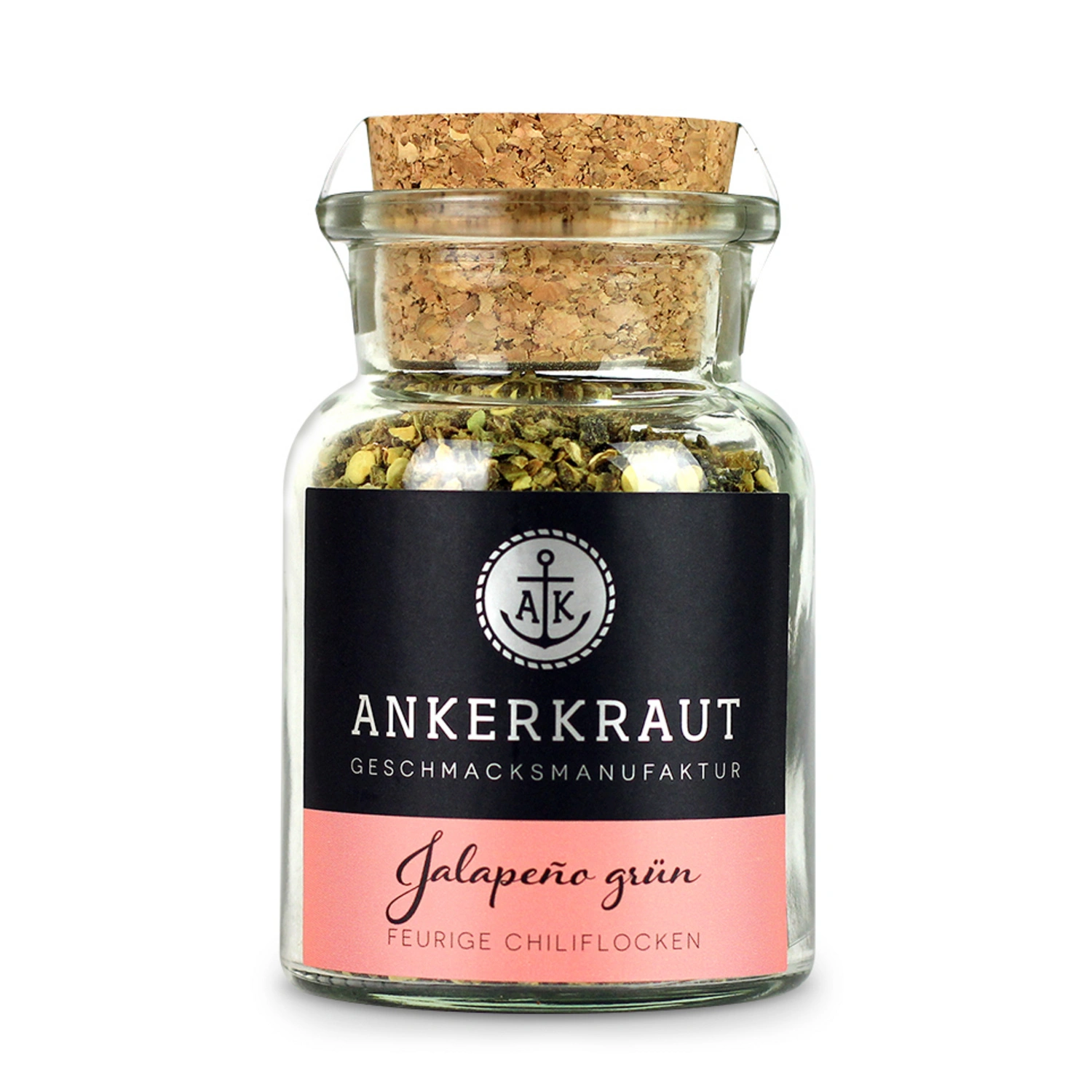 Gewürzkräutermischung, Jalapeno 45g Korkenglas, grün geschrotet