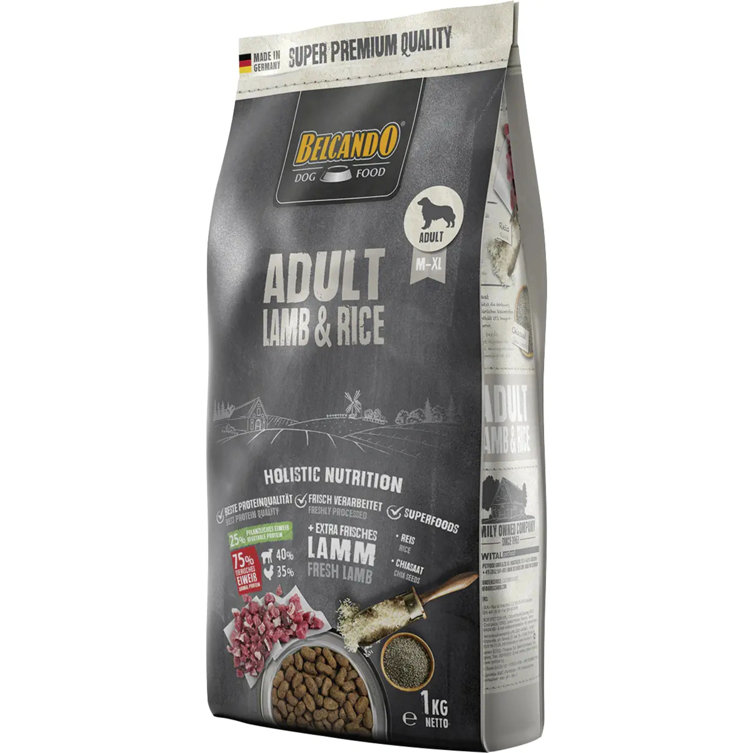 Trockenfutter, Lamm & Reis, 1 kg, für Hunde