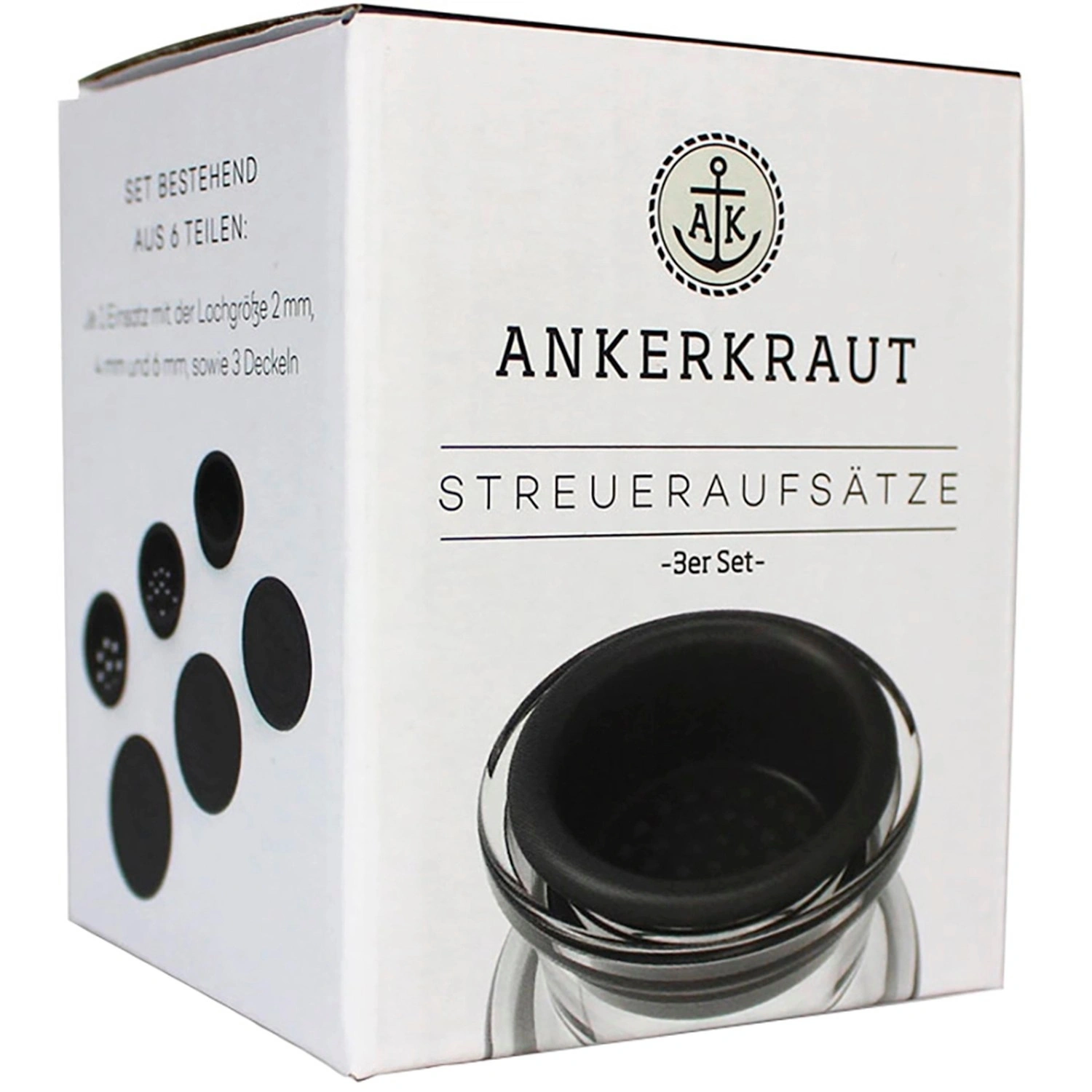 Aufsatz, für Korkenglas zum Streuen, 3-er Set, 3 Lochgrößen