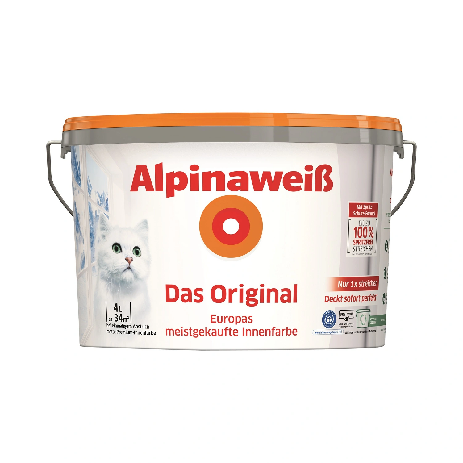 Dispersionsfarbe »Alpinaweiß Das Original«, weiß, matt, 4 l