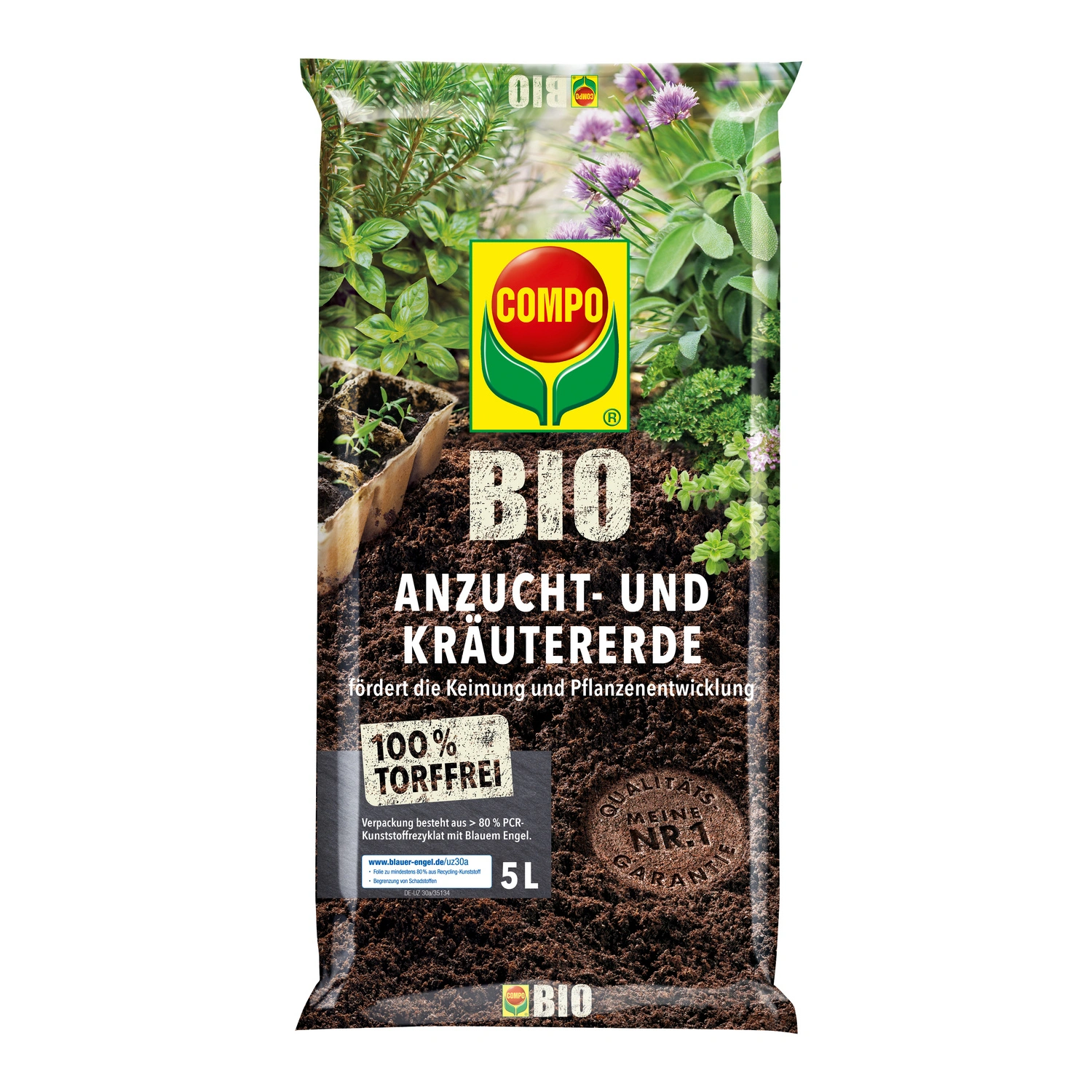 Hochbeet-Erde, BIO Anzucht- und Kräuter, torffrei, 5 l