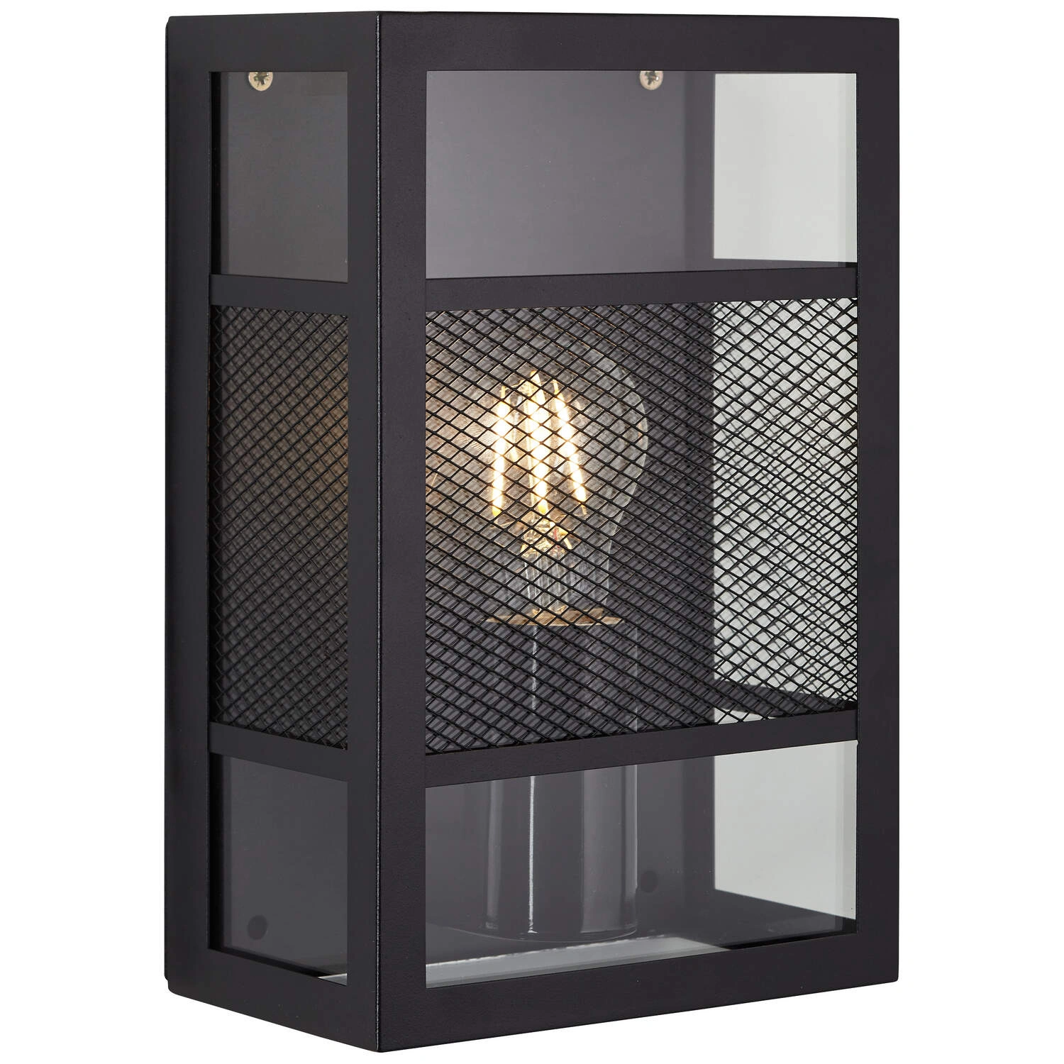 Wandleuchte »Getta«, eckig, schwarz, Metall/Glas