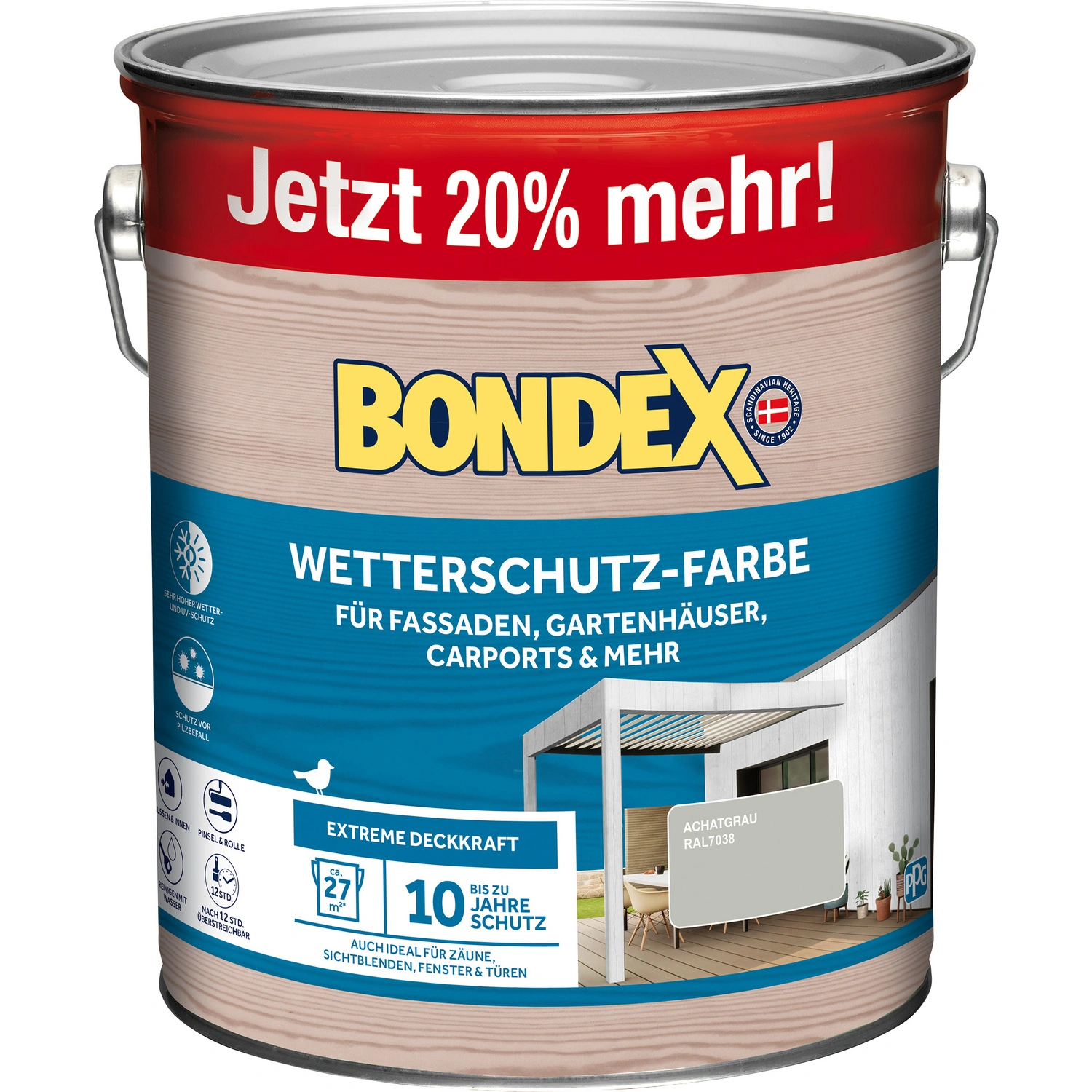 Wetterschutzfarbe, achatgrau, 3 Liter