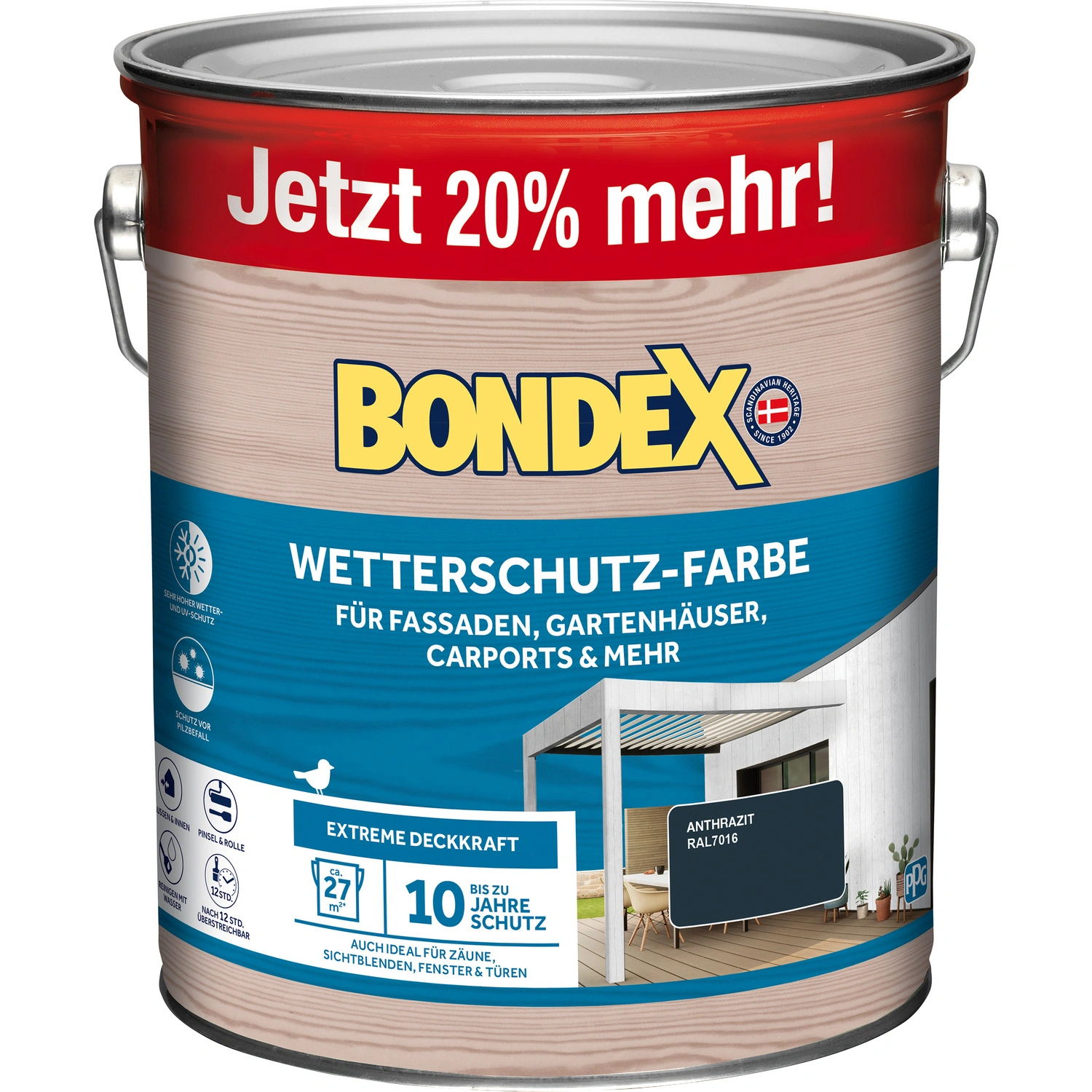 Wetterschutzfarbe, anthrazit, 3 Liter