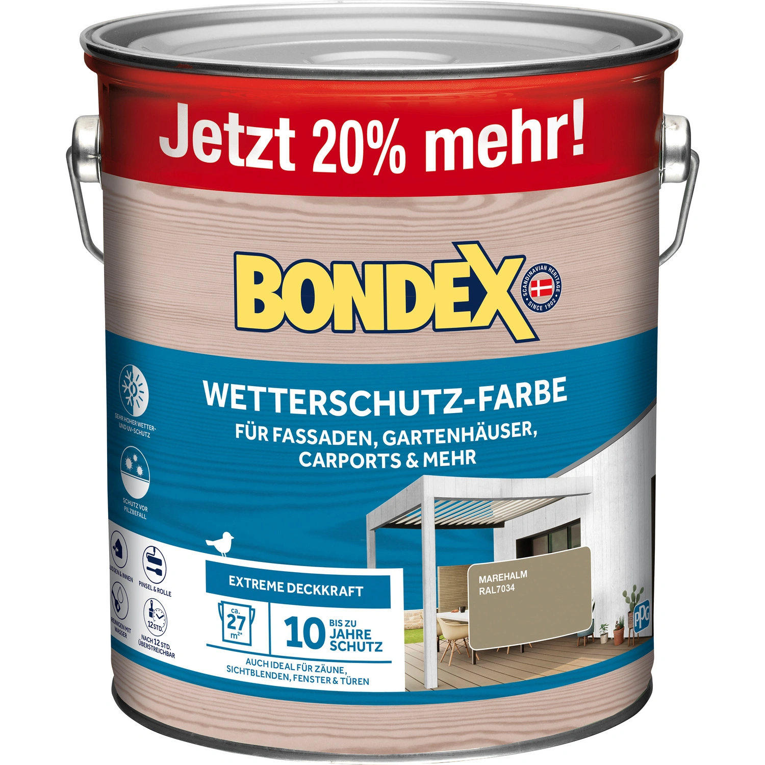 Wetterschutzfarbe, taupe, 3 Liter