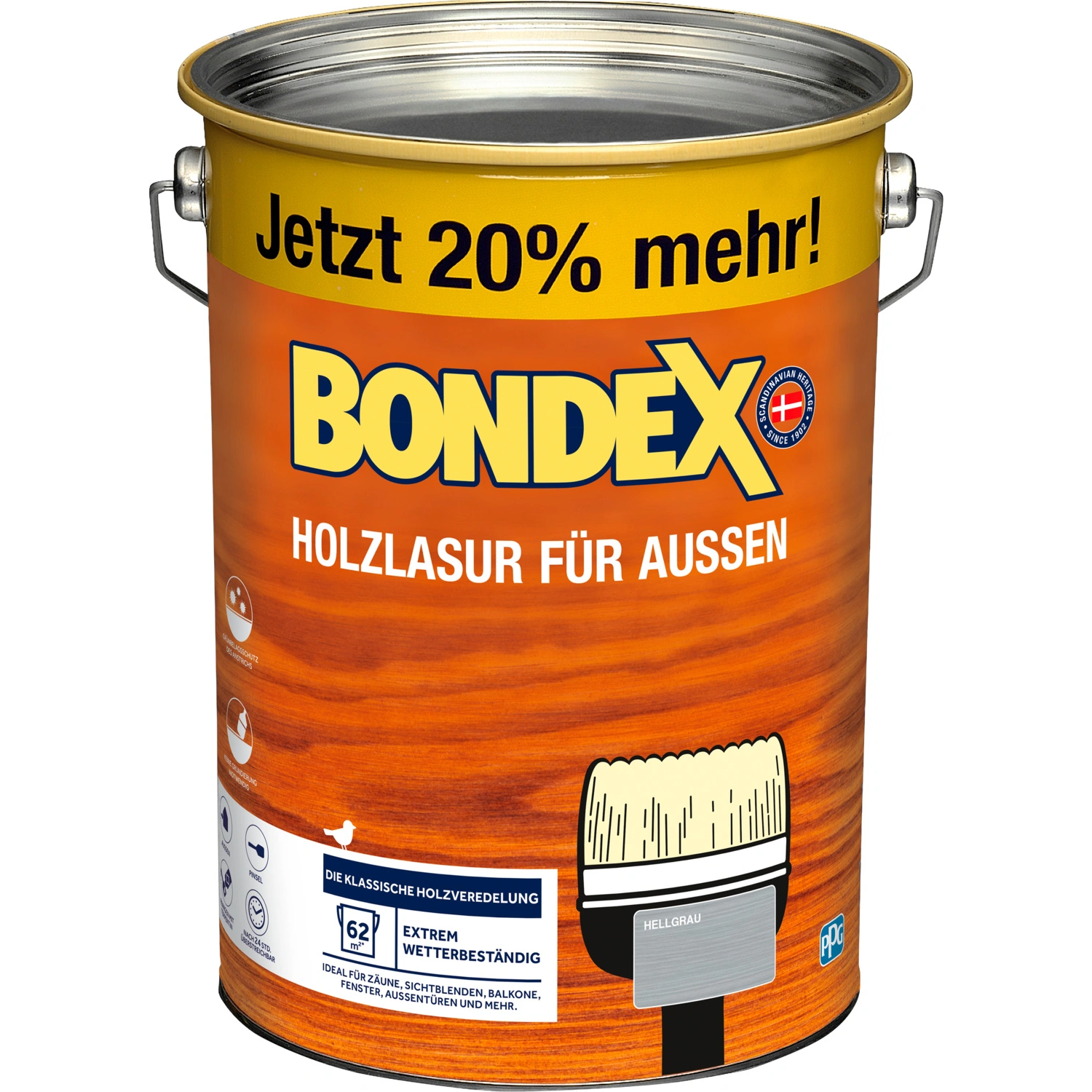 Holzlasur, für Außen Hellblaugrau 4,8 Liter