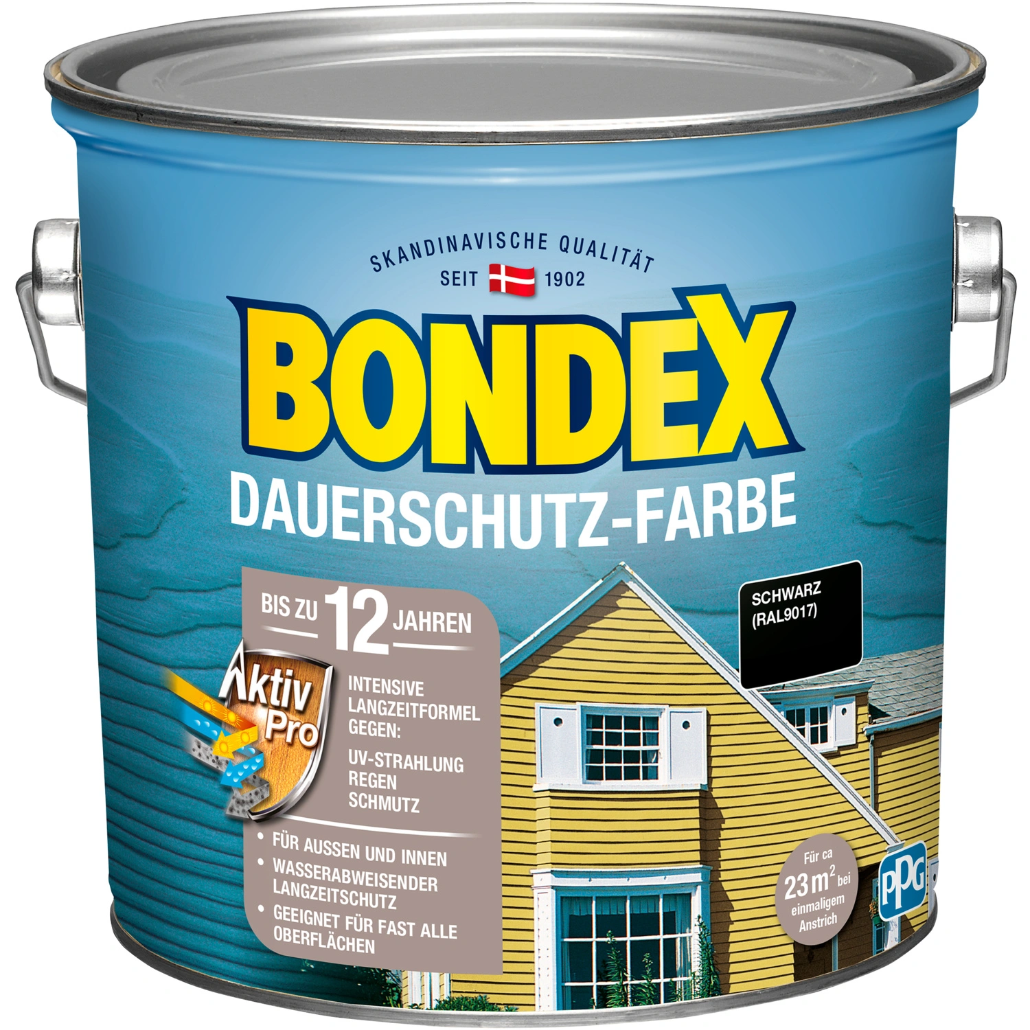 Dauerschutz-Farbe, schwarz, 2,5 Liter