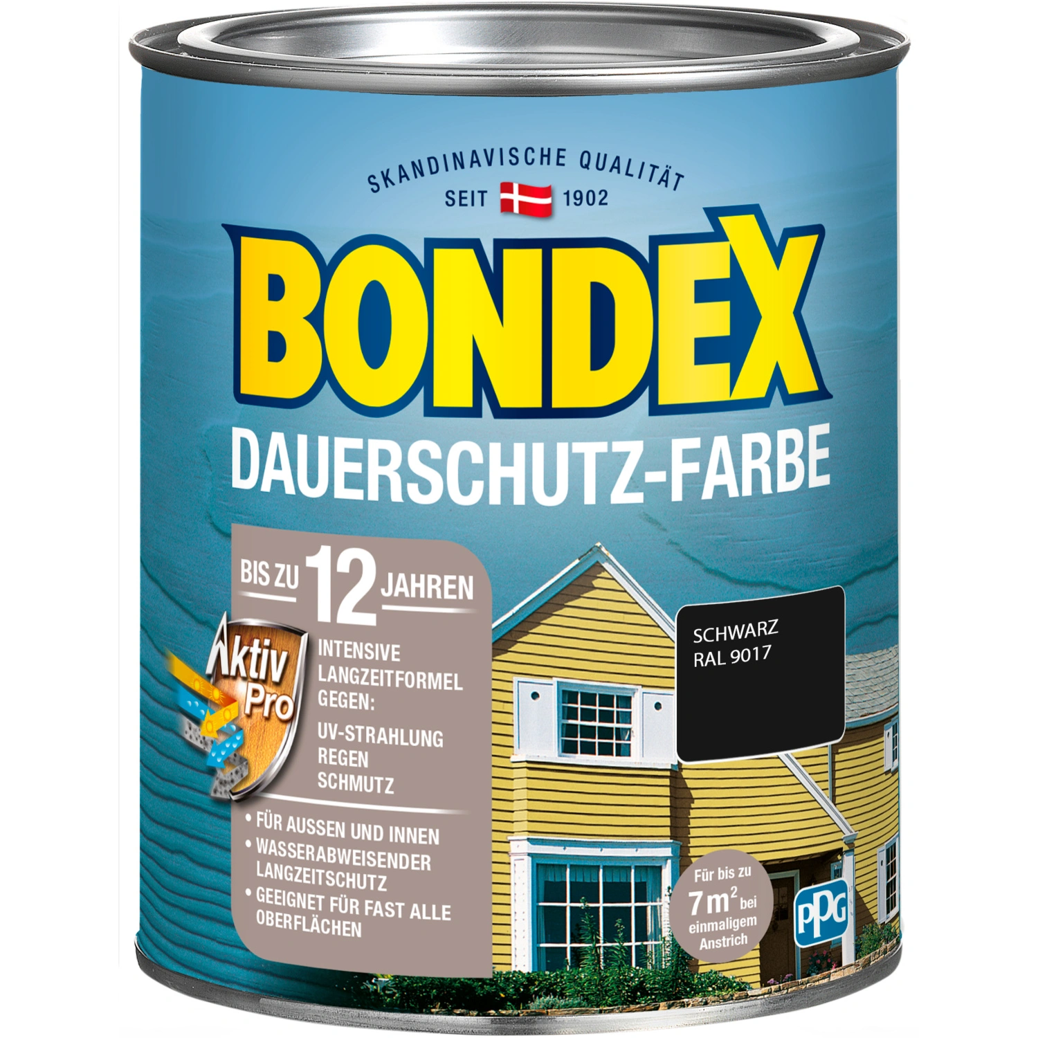 Dauerschutz-Farbe, schwarz, 0,75 Liter