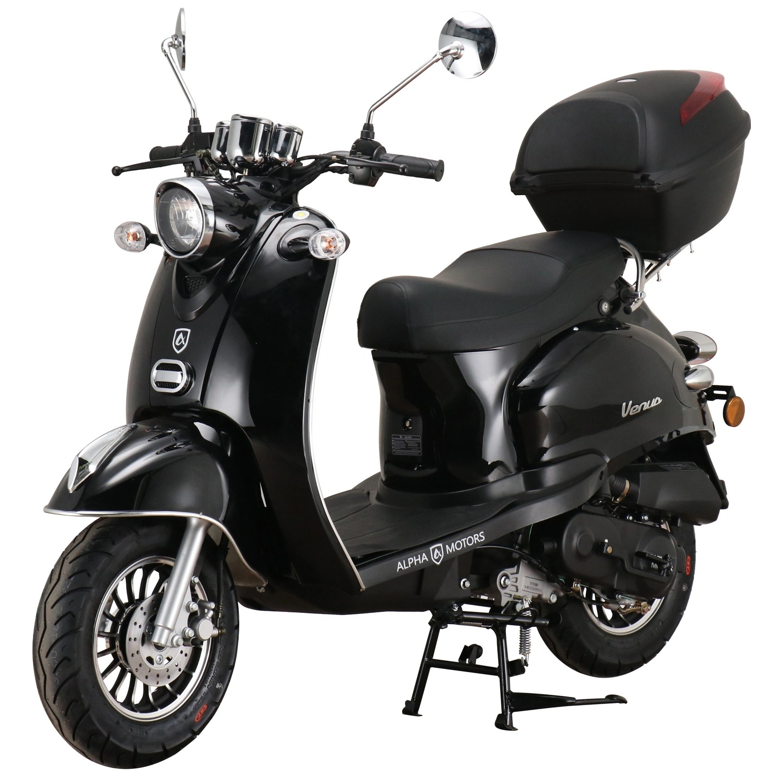 Motorroller »Venus«, 50 ccm, 45 km/h, EURO 5, schwarz, inkl. Topcase