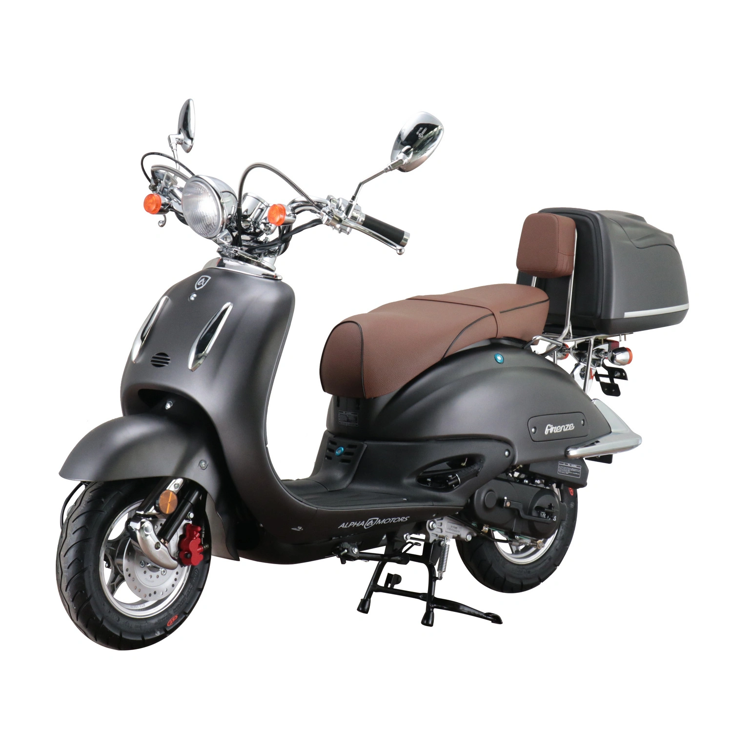 Motorroller »Firenze«, Retro, 50 ccm, 45 km/h, EURO 5, mattschwarz, inkl. Topcase