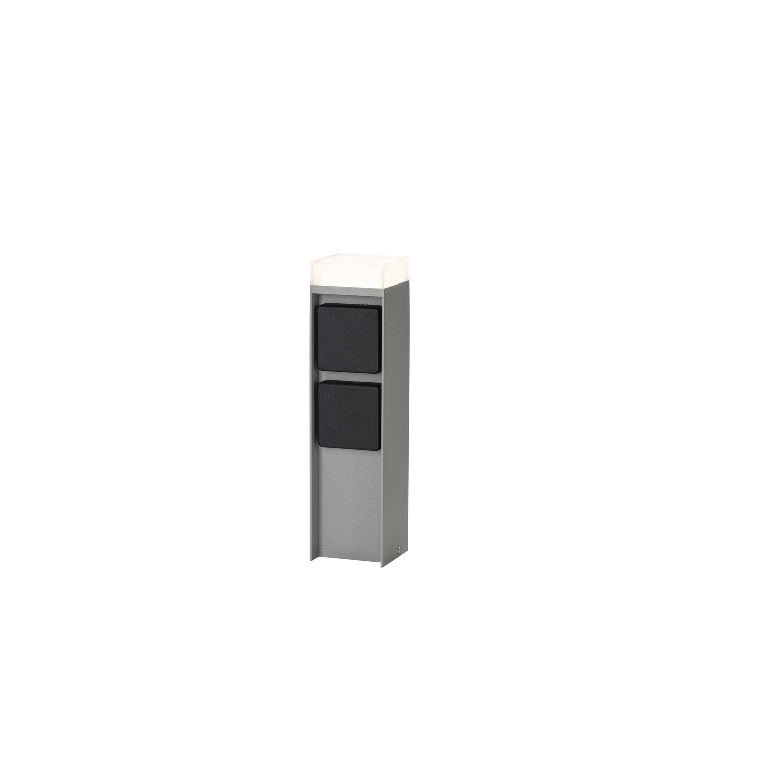 Steckdosensäule, 2-fach, Höhe: 27 cm, eckig, grau