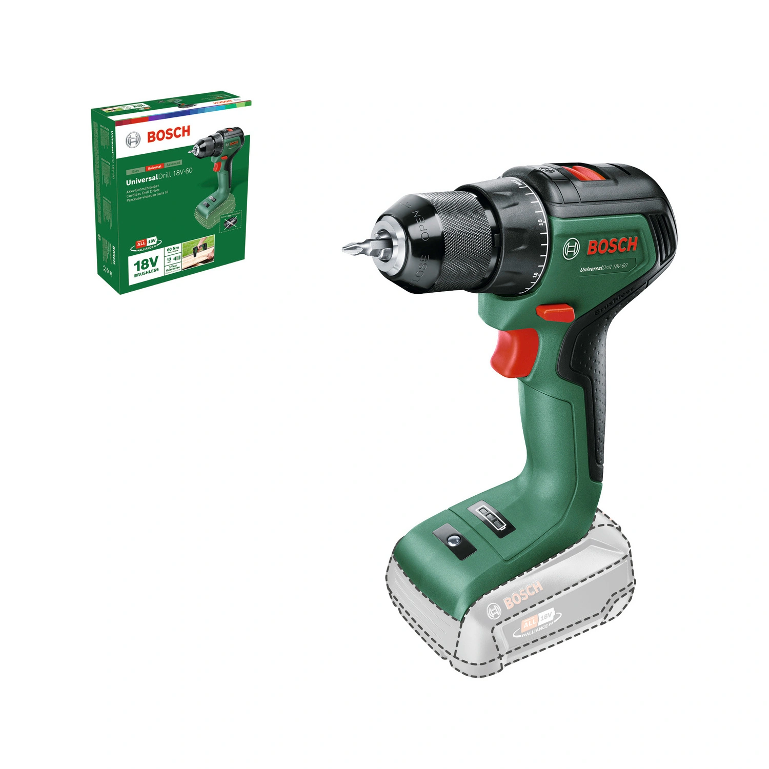 Akku-Bohrschrauber »UniversalDrill«, 18V-60, ohne Akku und Ladegerät