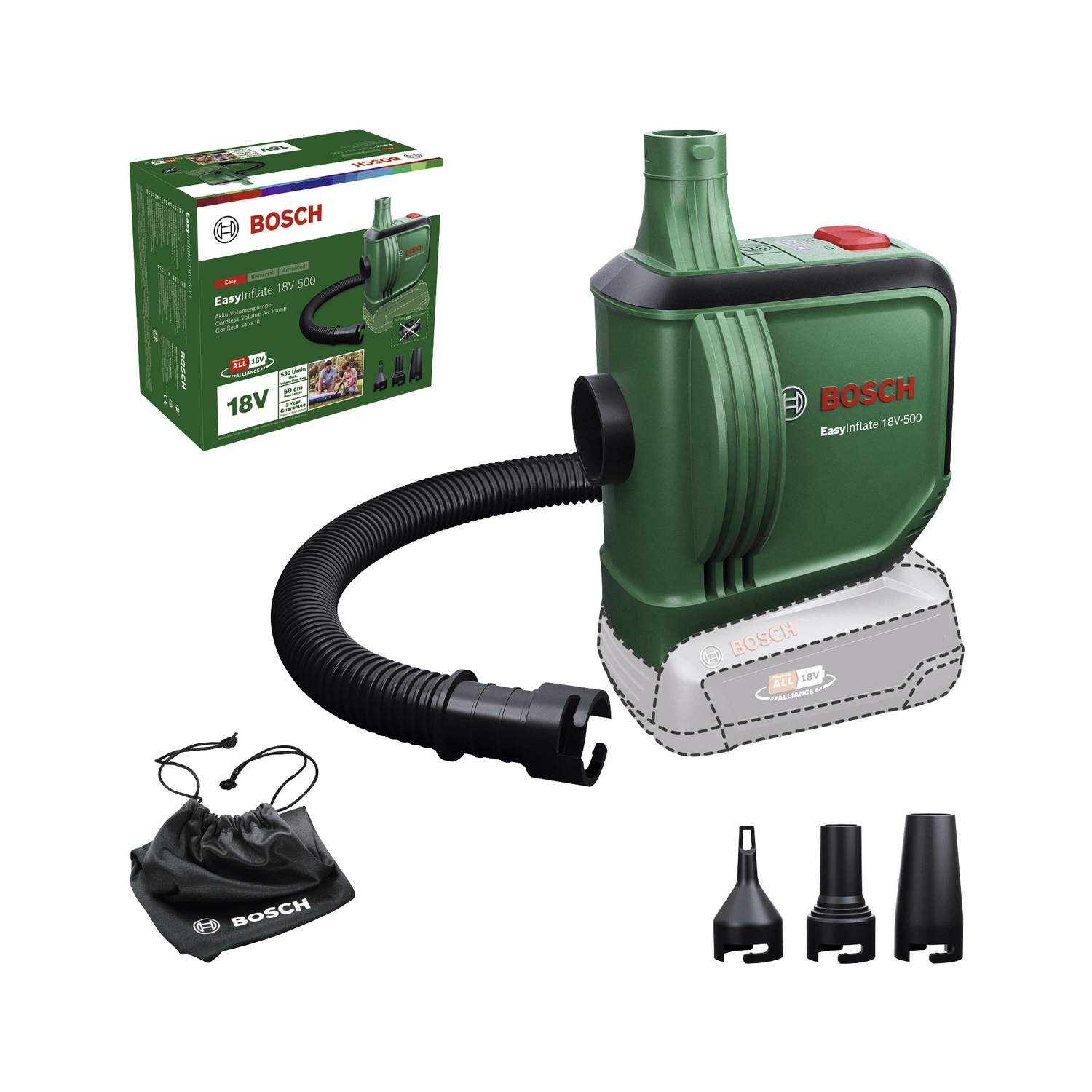 Akku-Luftpumpe »EasyInflate 18V-500«, 18 V, grün, ohne Akku