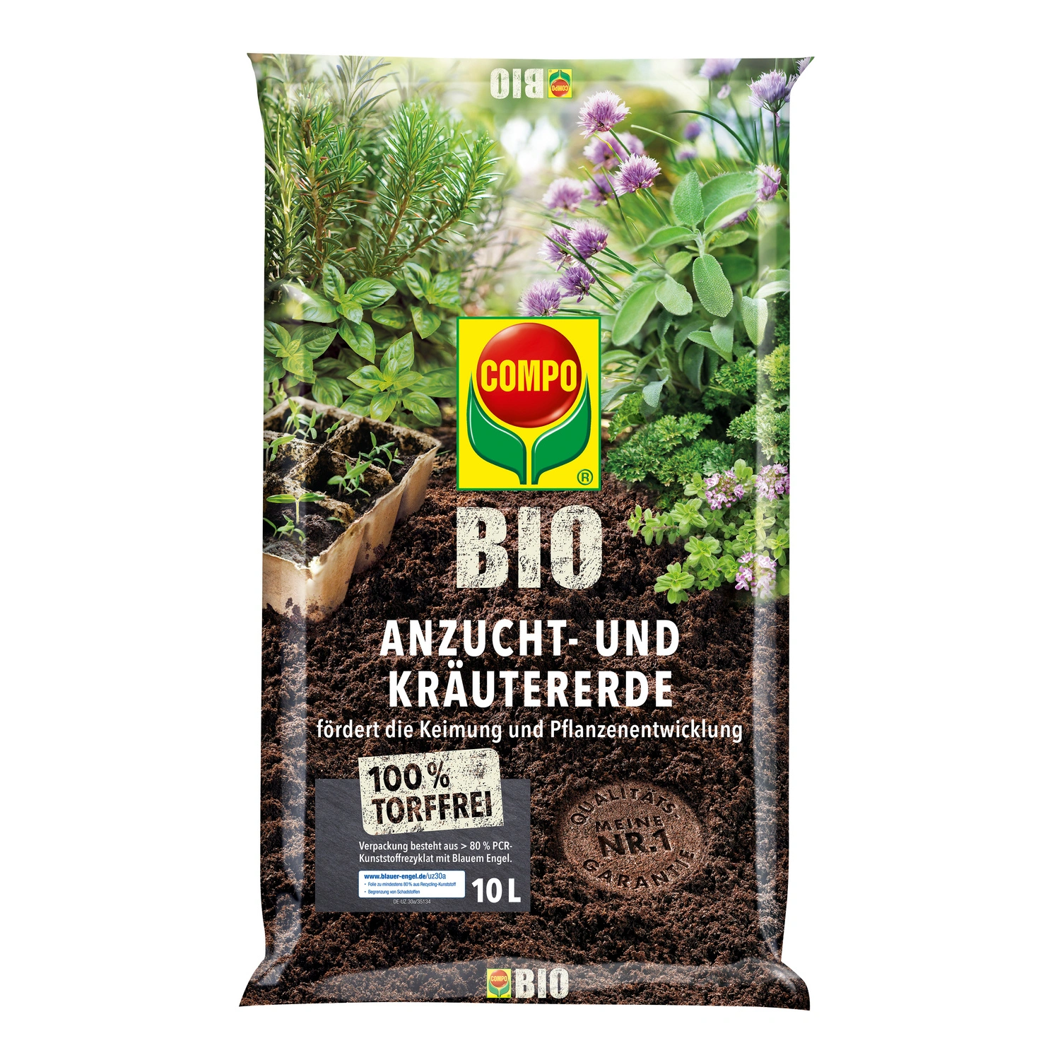 Anzucht- und Kräutererde »COMPO BIO«, für Aussaate, Kräuter, Stecklinge und Jungpflanzen, torffrei