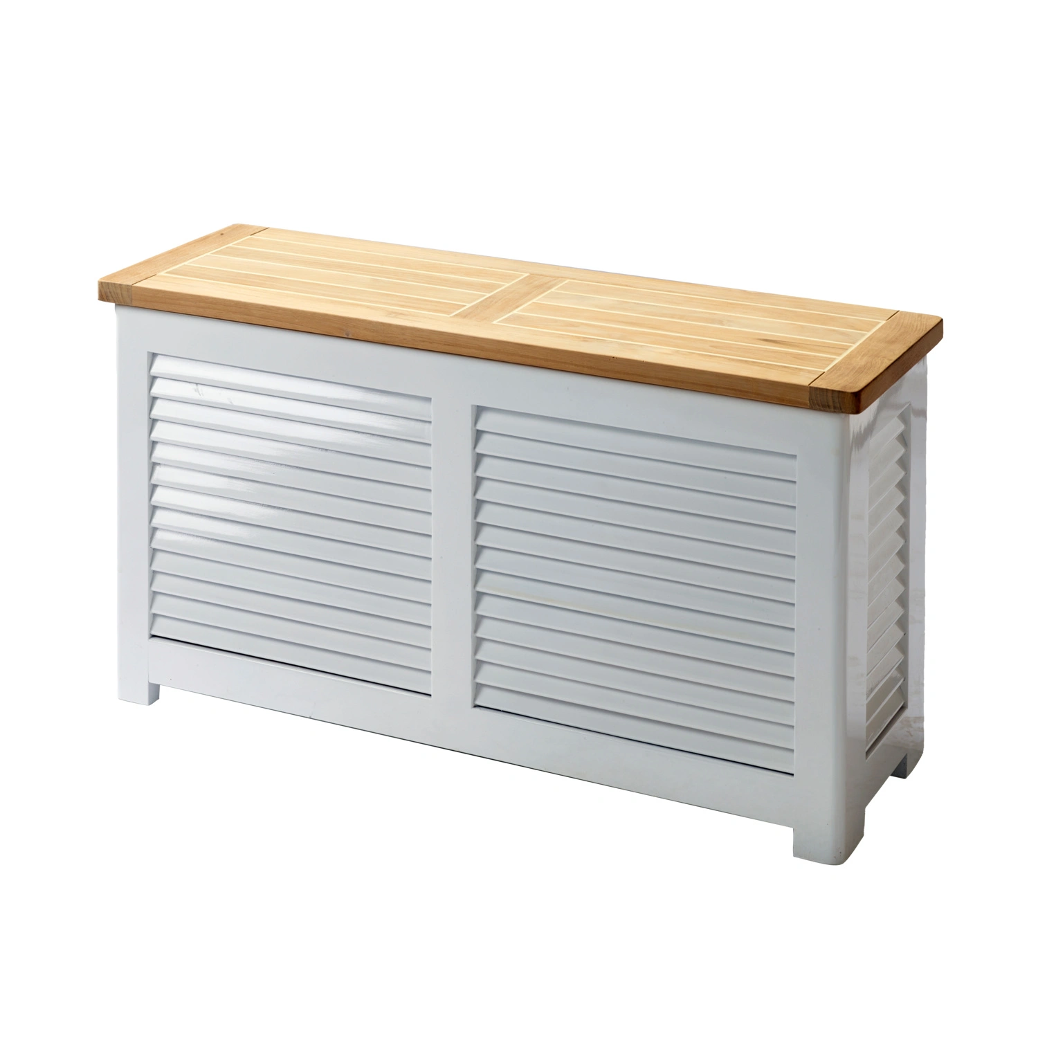 Aufbewahrungsbox »Storage«, BxTxH: 90 x 48 x 48 cm, weiss-hellbraun,Teakholz, mit Stauraum