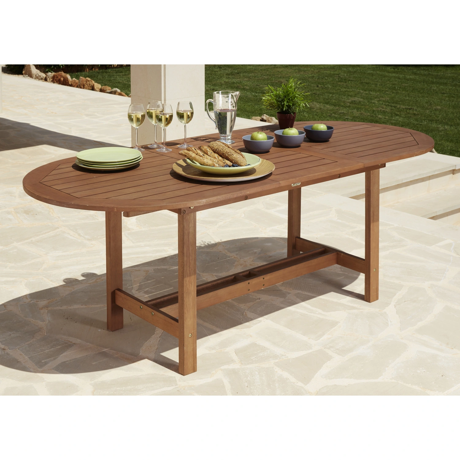 Ausziehtisch, BxHxL: 90 x 75 x 210 cm, Tischplatte: Eukalyptusholz