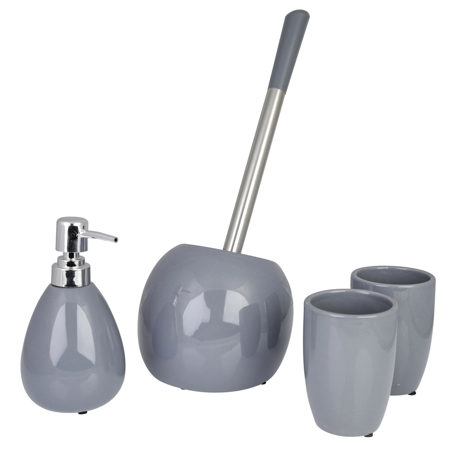 Bad-Accessoire-Set »Pisa«, Dolomitgestein, anthrazit