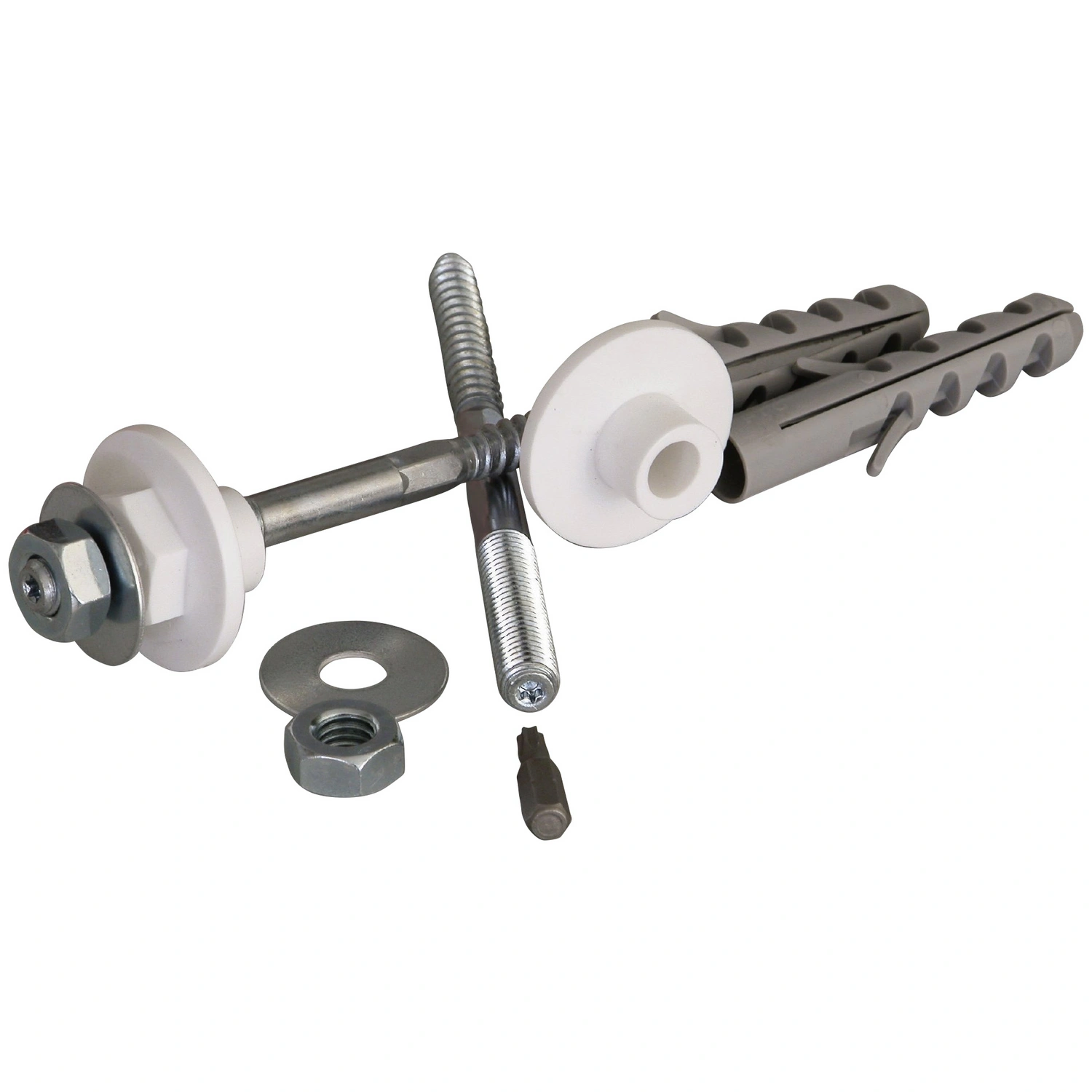 Befestigungssatz, Metall/Kunststoff, weiß, M10