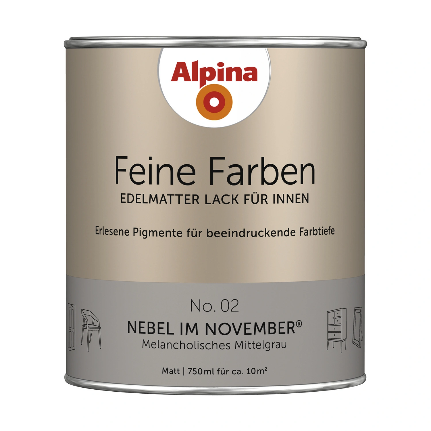 Buntlack »Feine Farben«, 0,75 l, mittelgrau