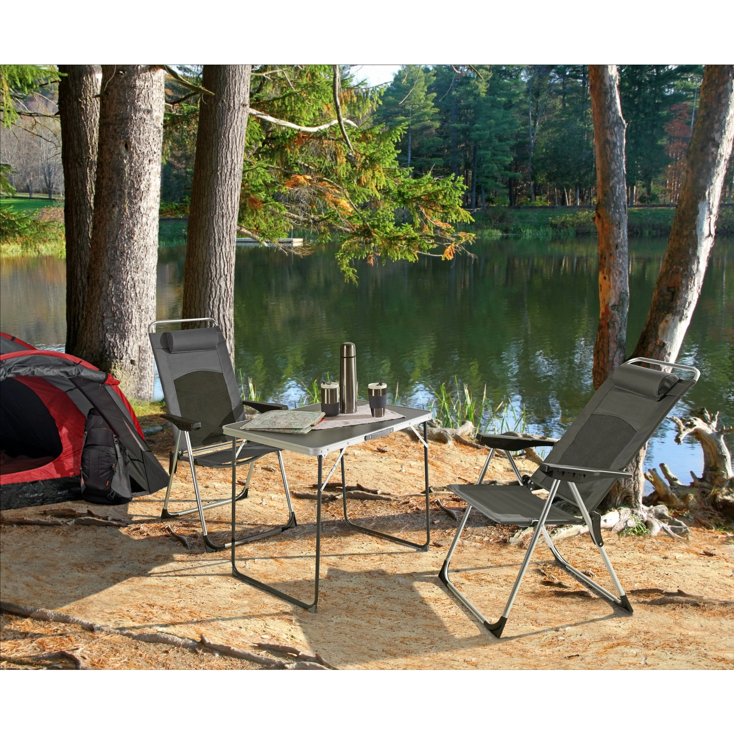 Campingtisch, BxHxL: 80 x 67 x 60 cm, Aluminium/MDF, klappbar