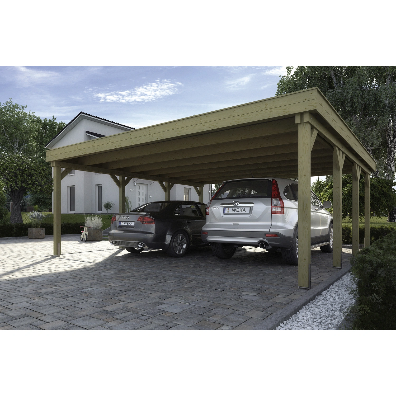 Carport, BxT: 552 x 614 cm, Firsthöhe: 240 cm, kesseldruckimprägniert
