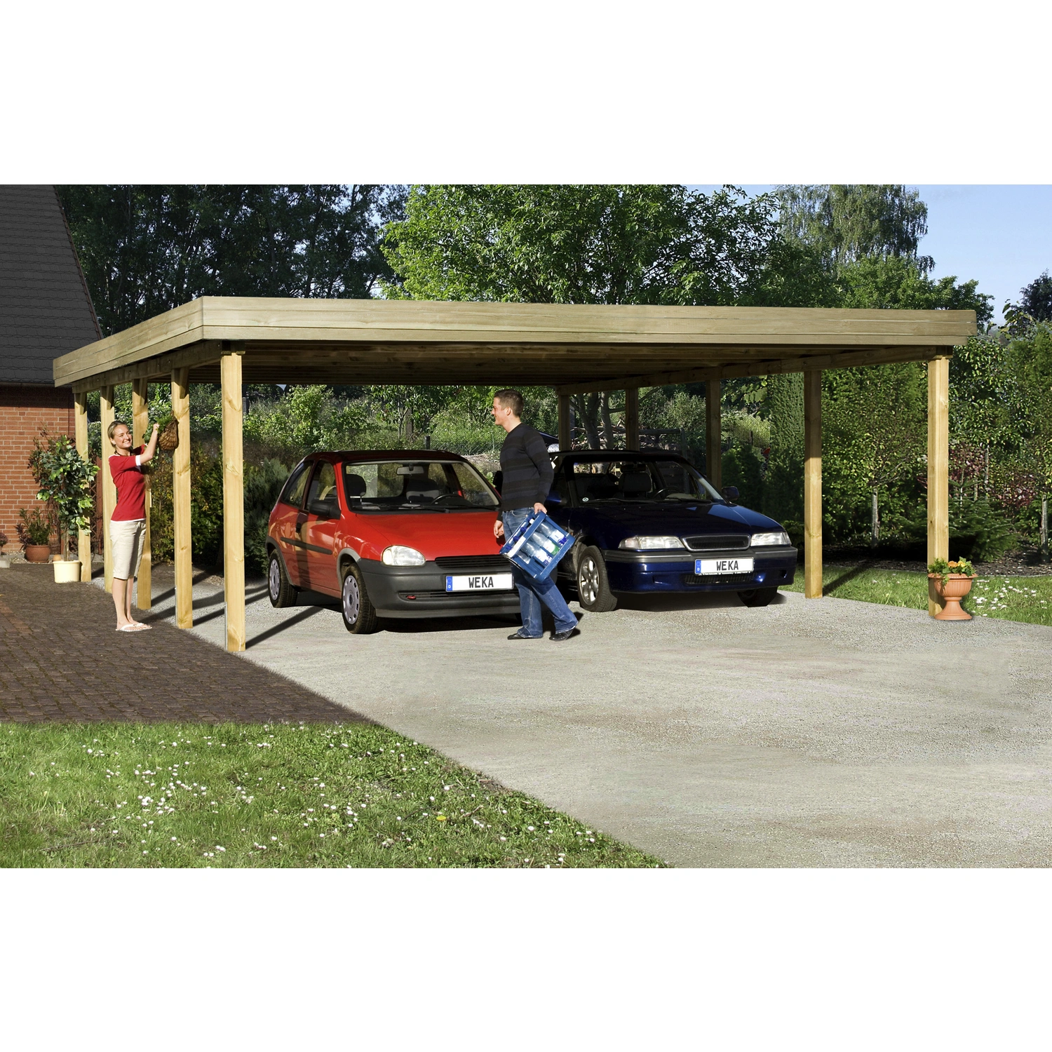 Carport, BxT: 552 x 812 cm, Firsthöhe: 240 cm, kesseldruckimprägniert