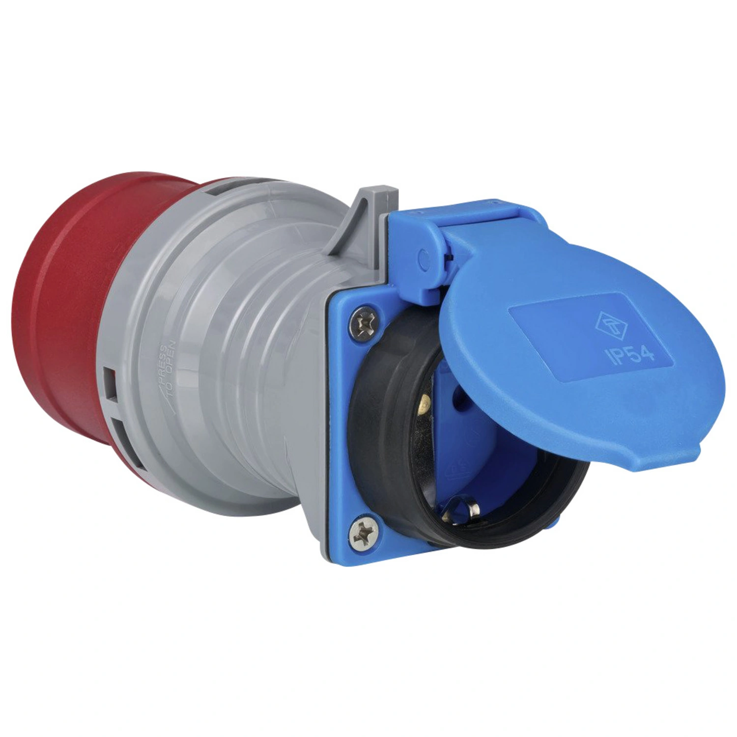 CEE-Adapter, IP44, grau/blau/rot
